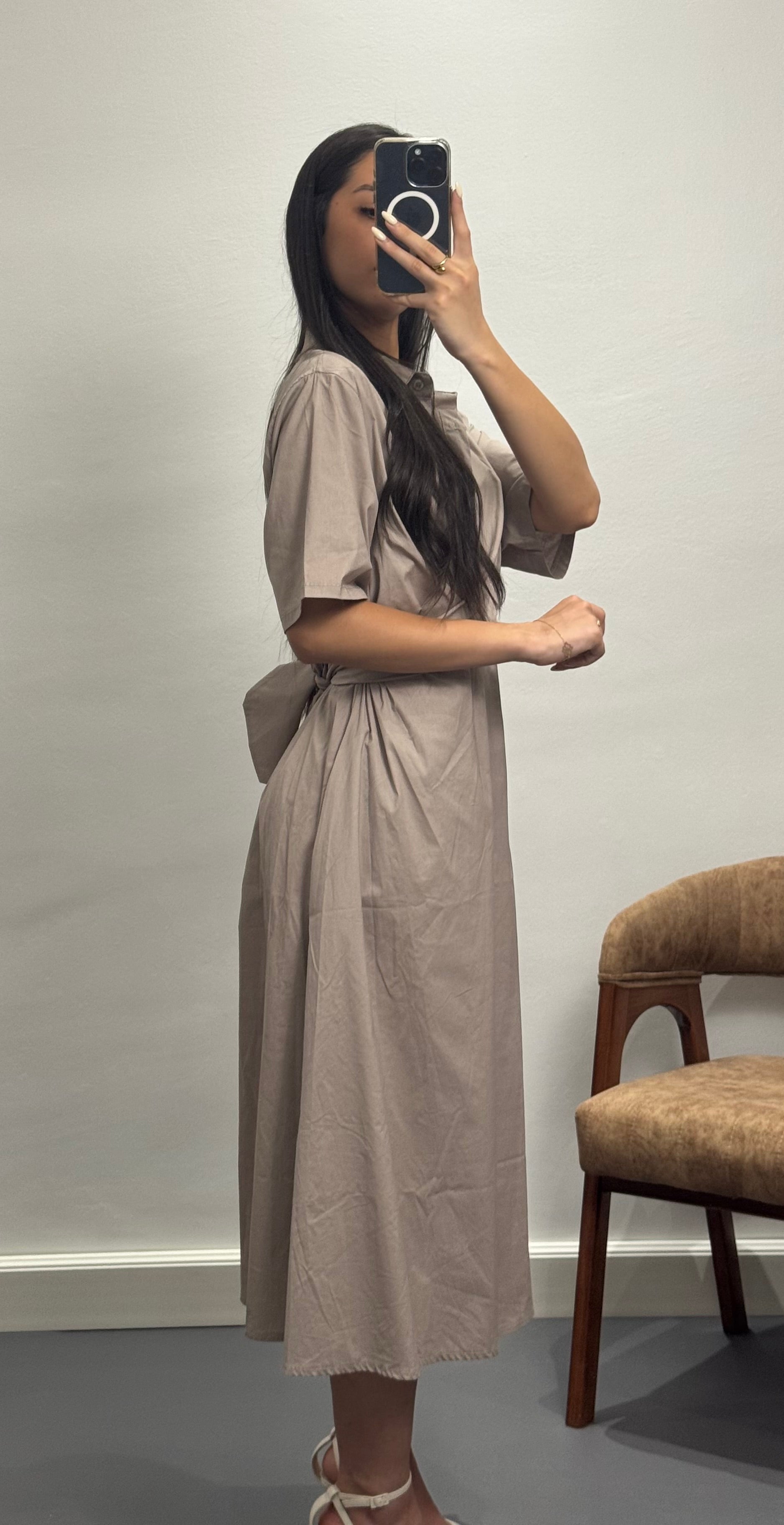 Robe chemise |Taupe