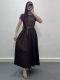 Robe avec ceinture |Marron