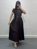 Robe avec ceinture |Marron