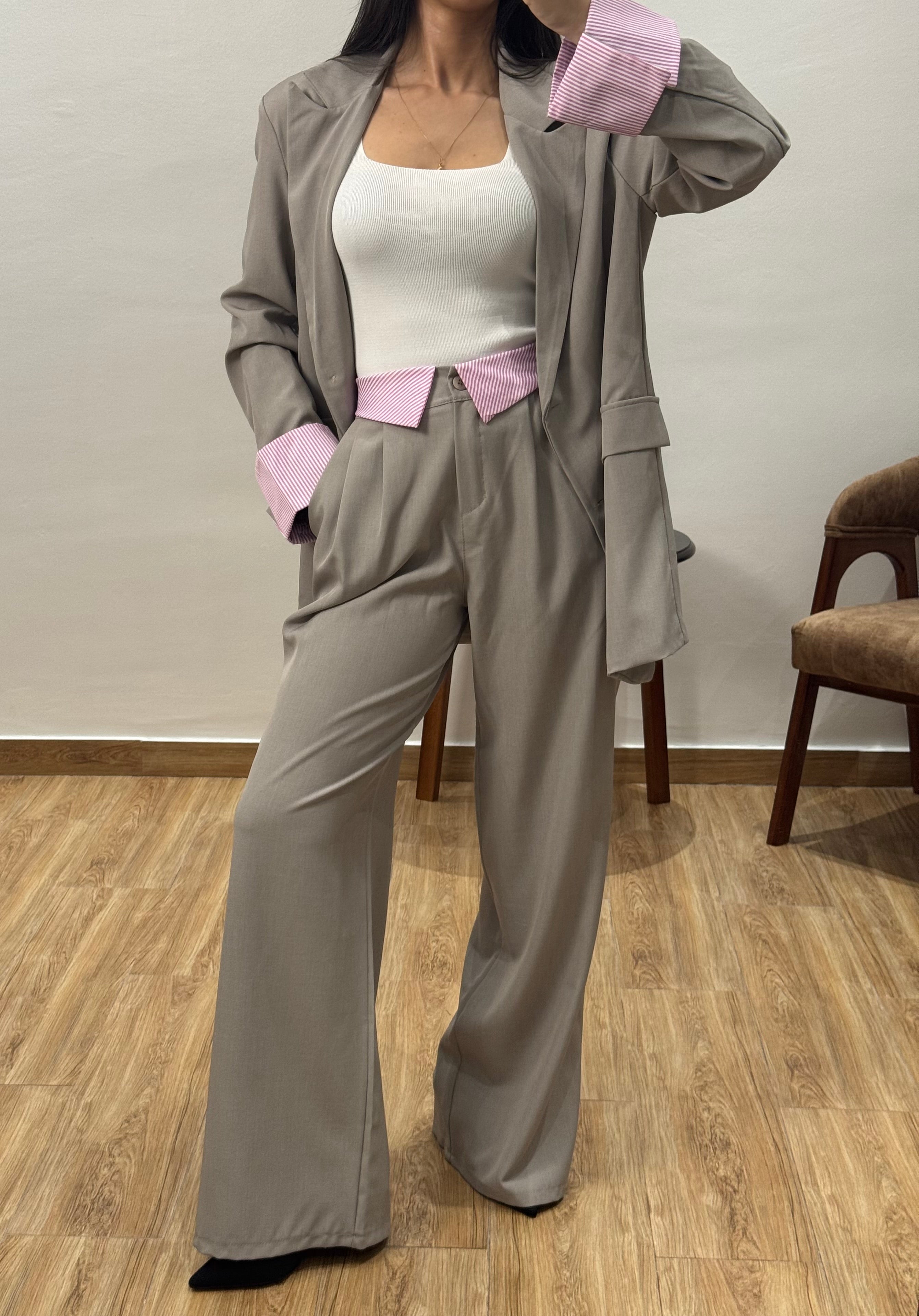 Costume manche reverse rose |Taupe