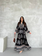 Robe à motifs |Noir et Marron