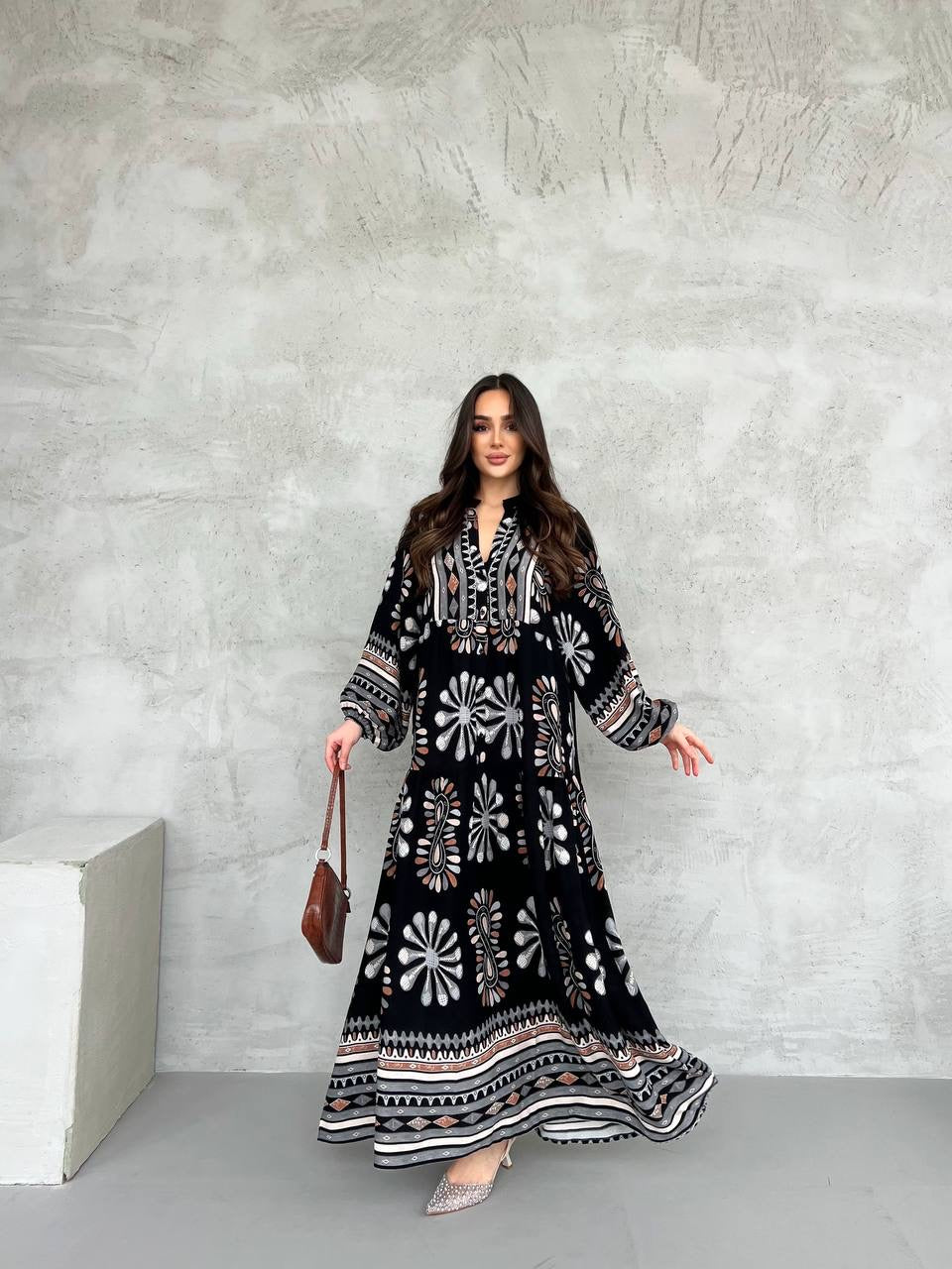 Robe à motifs |Noir et Marron