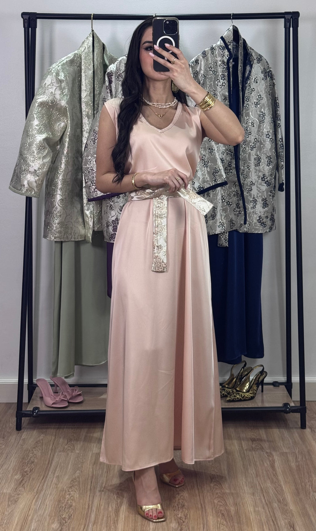 Ensemble robe Brocart |Rose