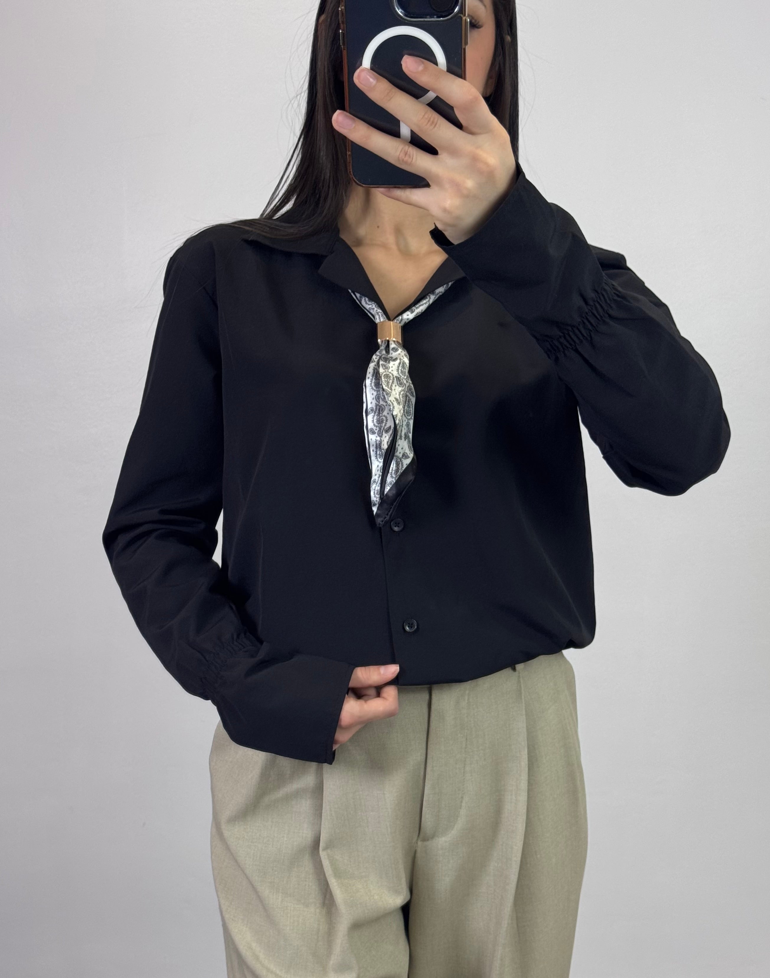 Chemise avec foulard |Noir
