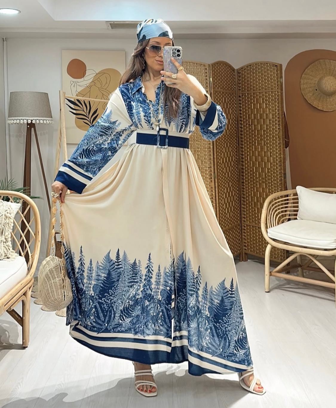 Robe Yalina |Bleu avec ceinture