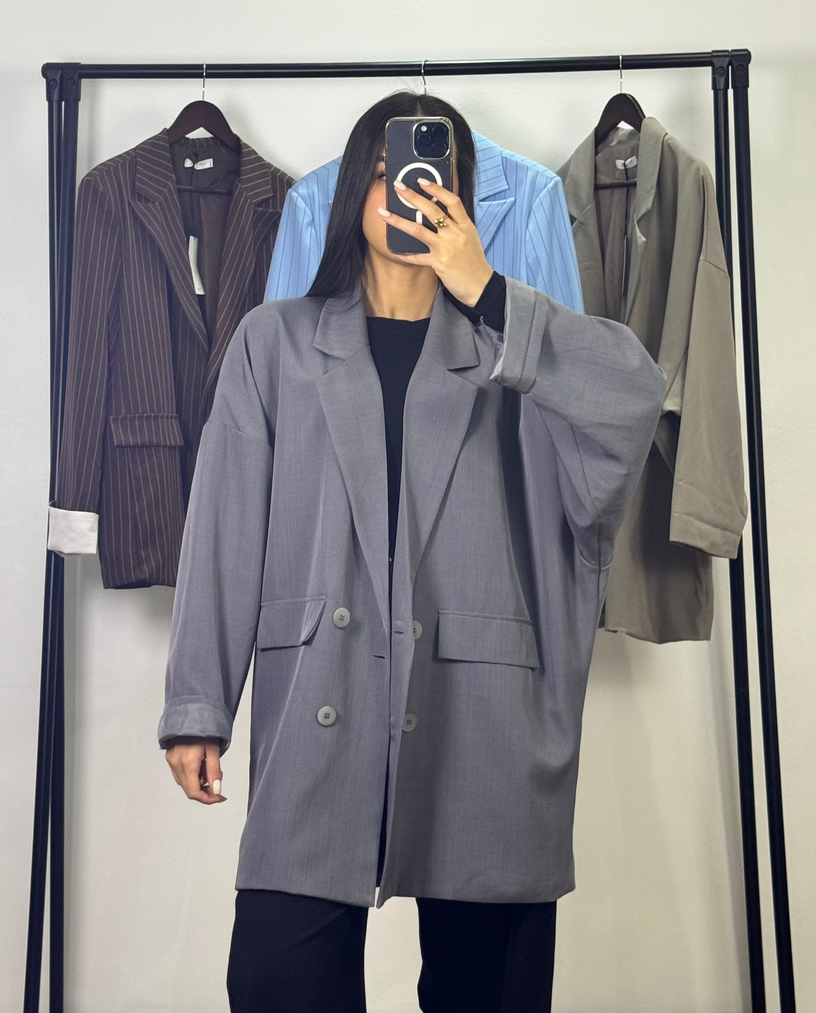 Blazer oversize|Gris