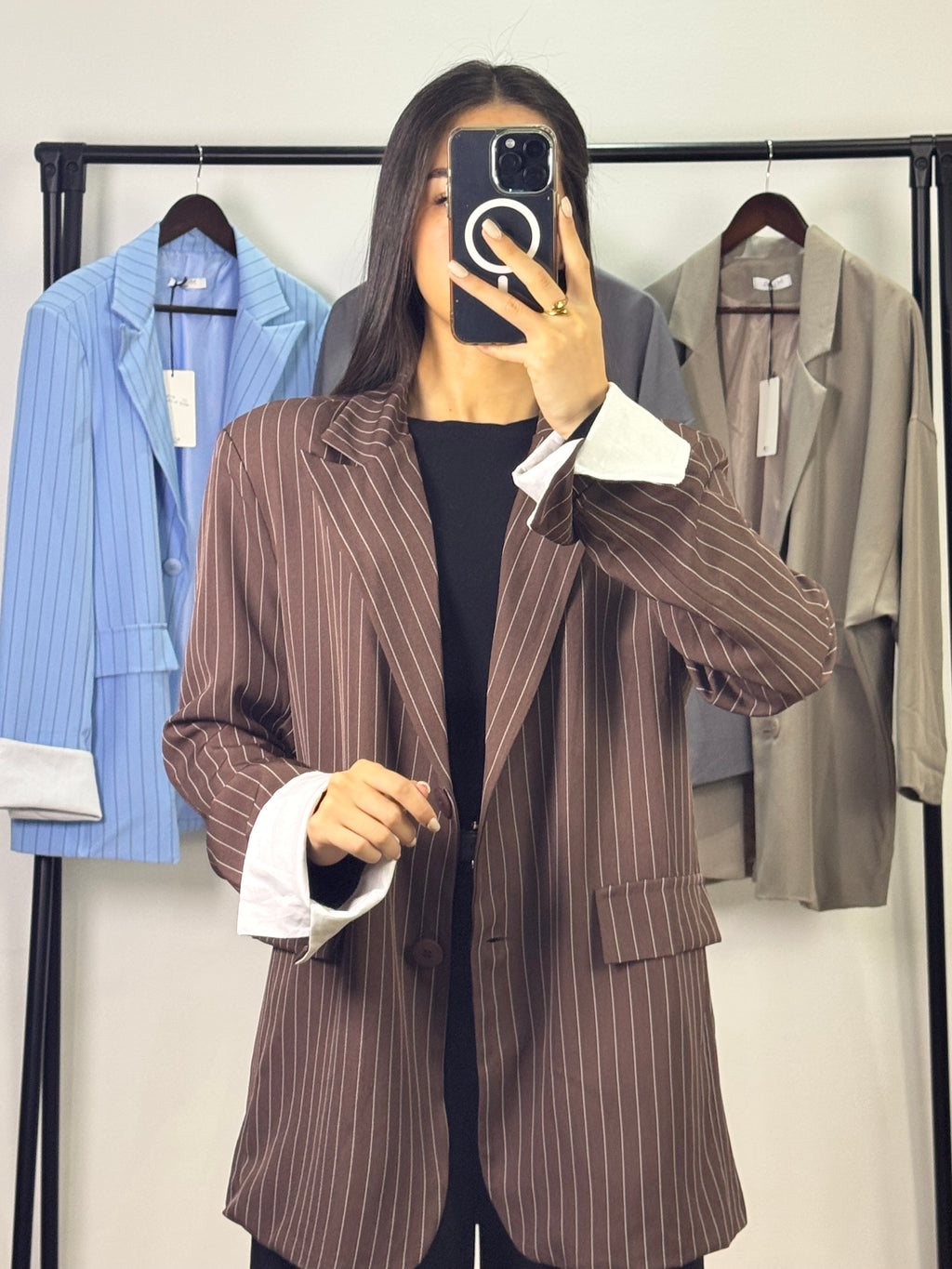 Blazer à rayures |Marron