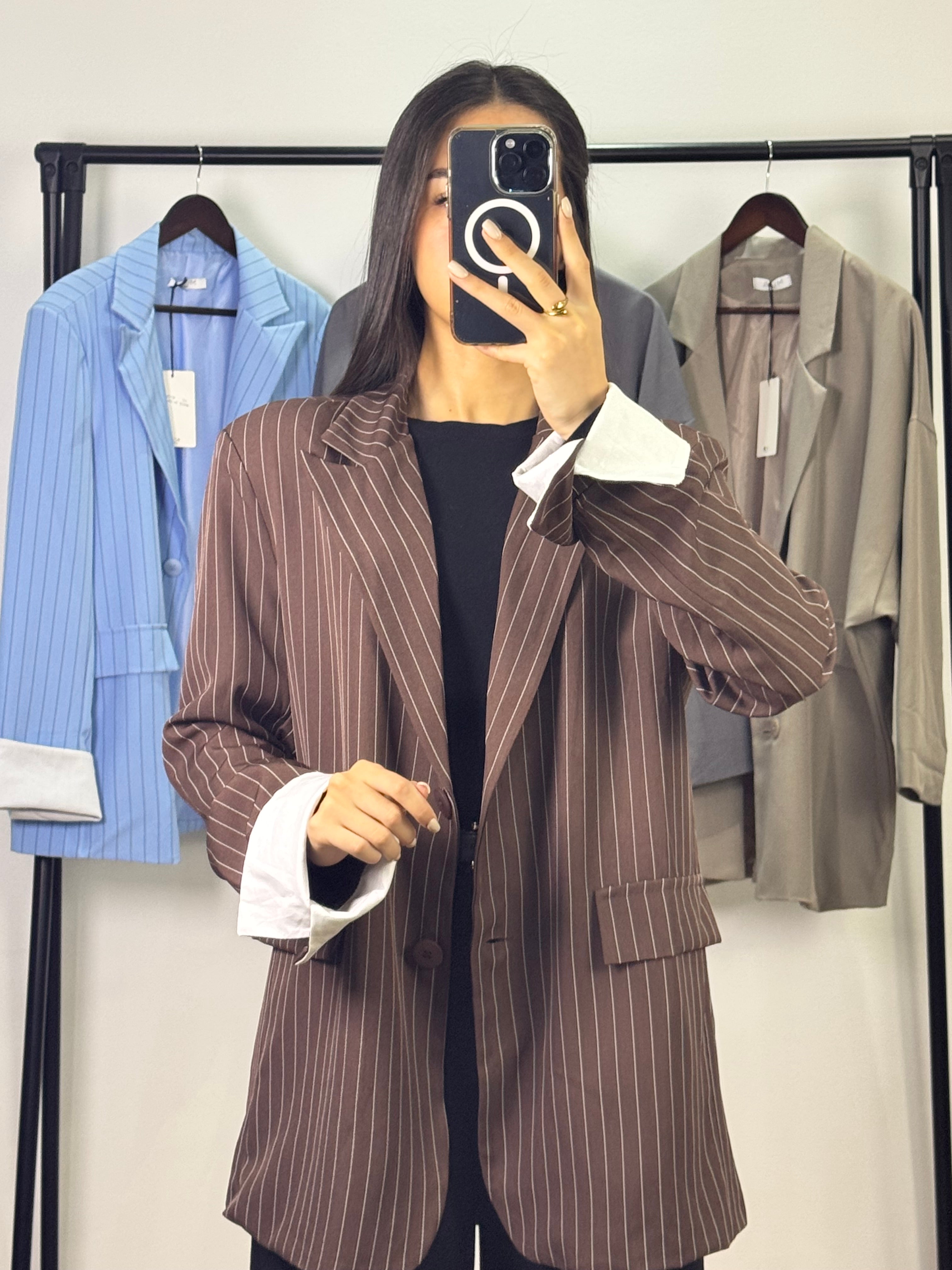 Blazer à rayures |Marron
