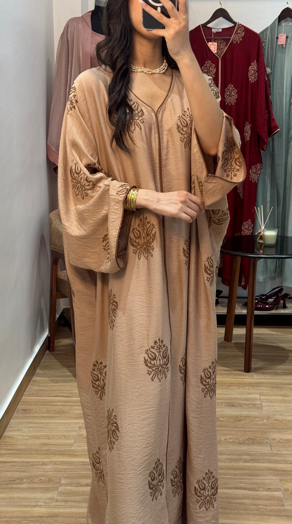 Robe d’hôtesse Brodée |Beige