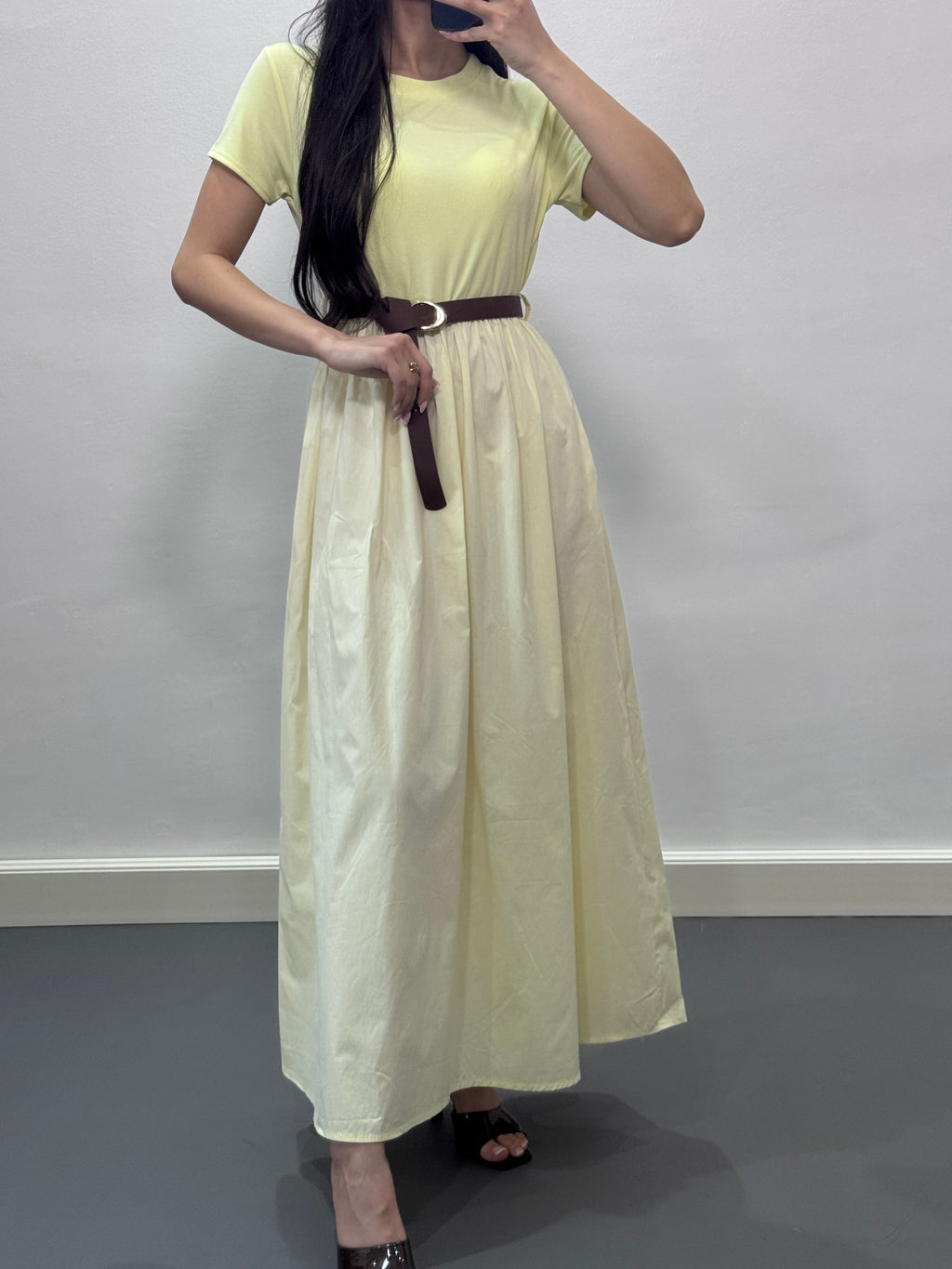 Robe avec ceinture |Jaune