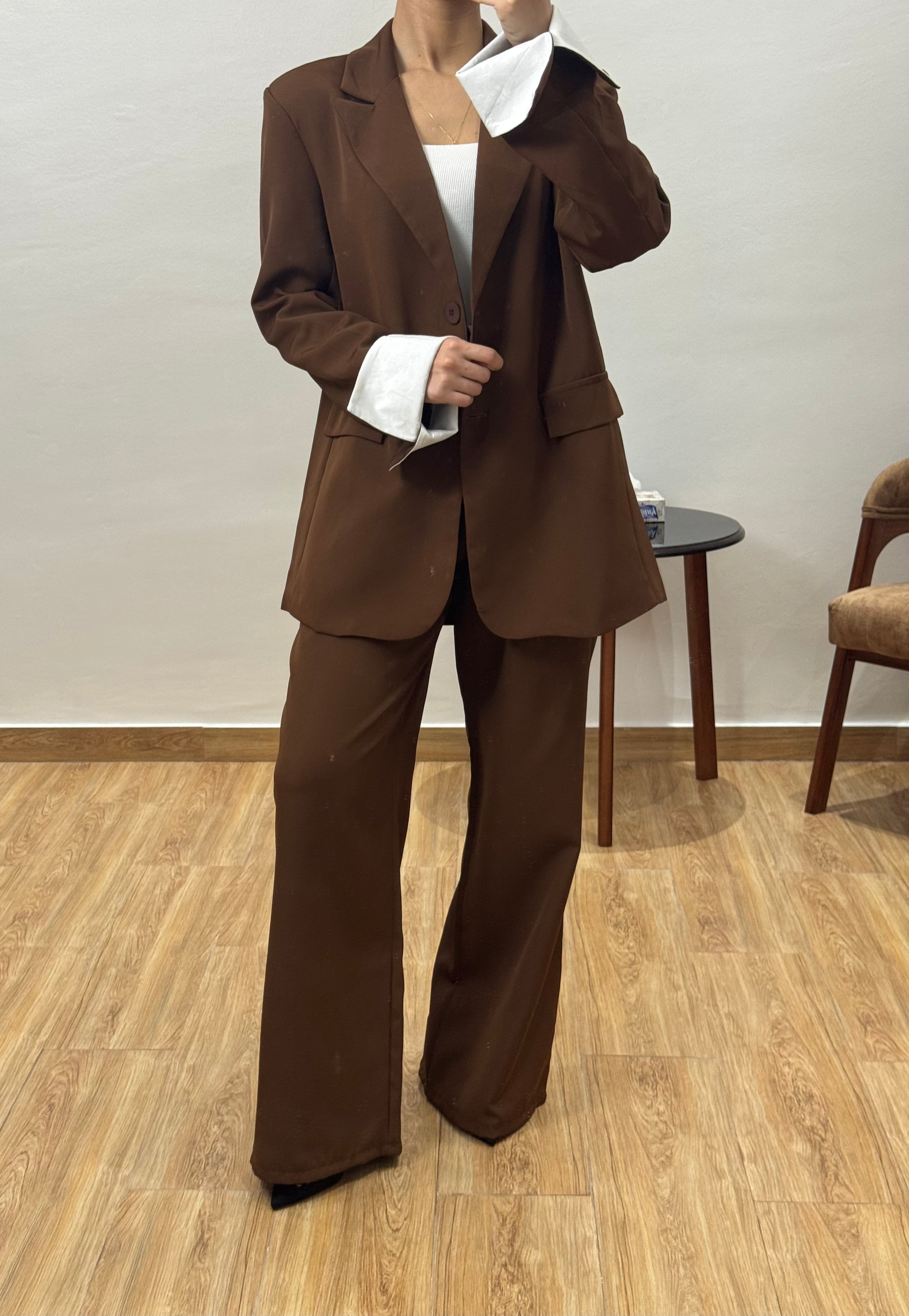 Costume manche reverse |Marron