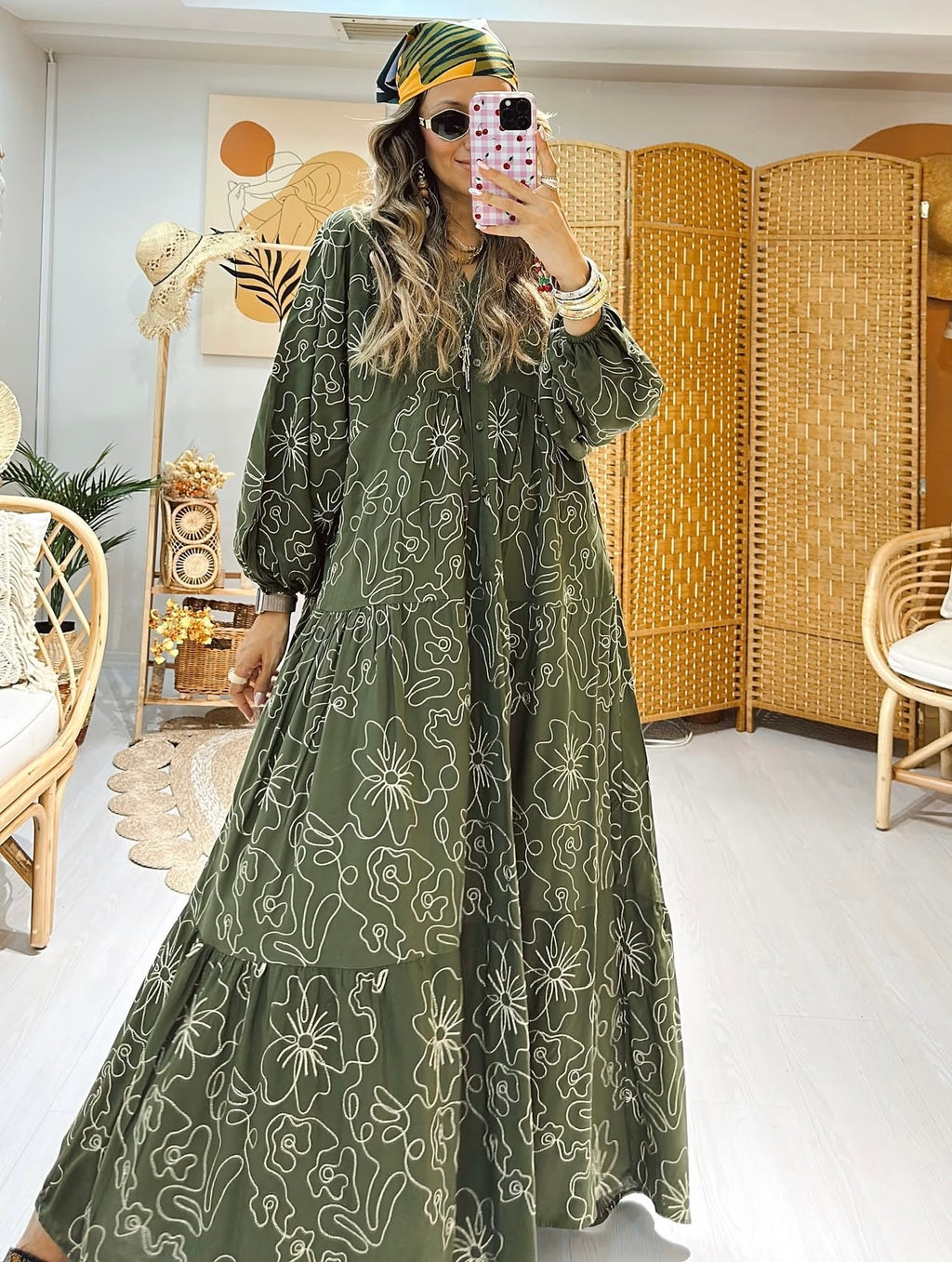 Robe brodée |Vert