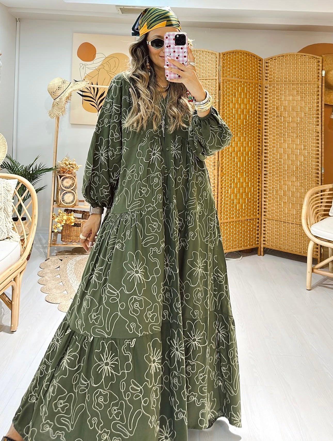 Robe brodée |Vert