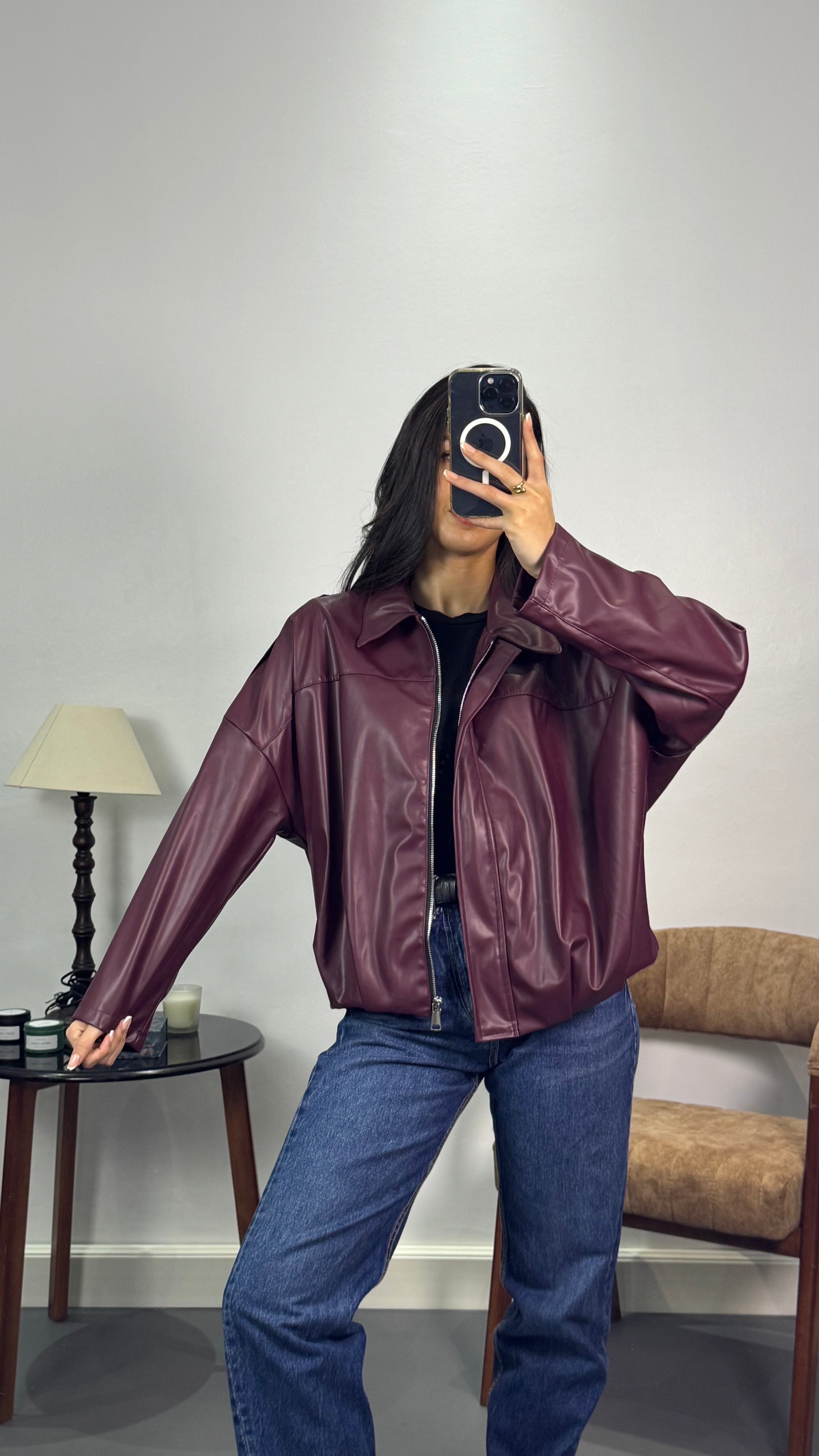 Veste simili cuir |Bordeaux