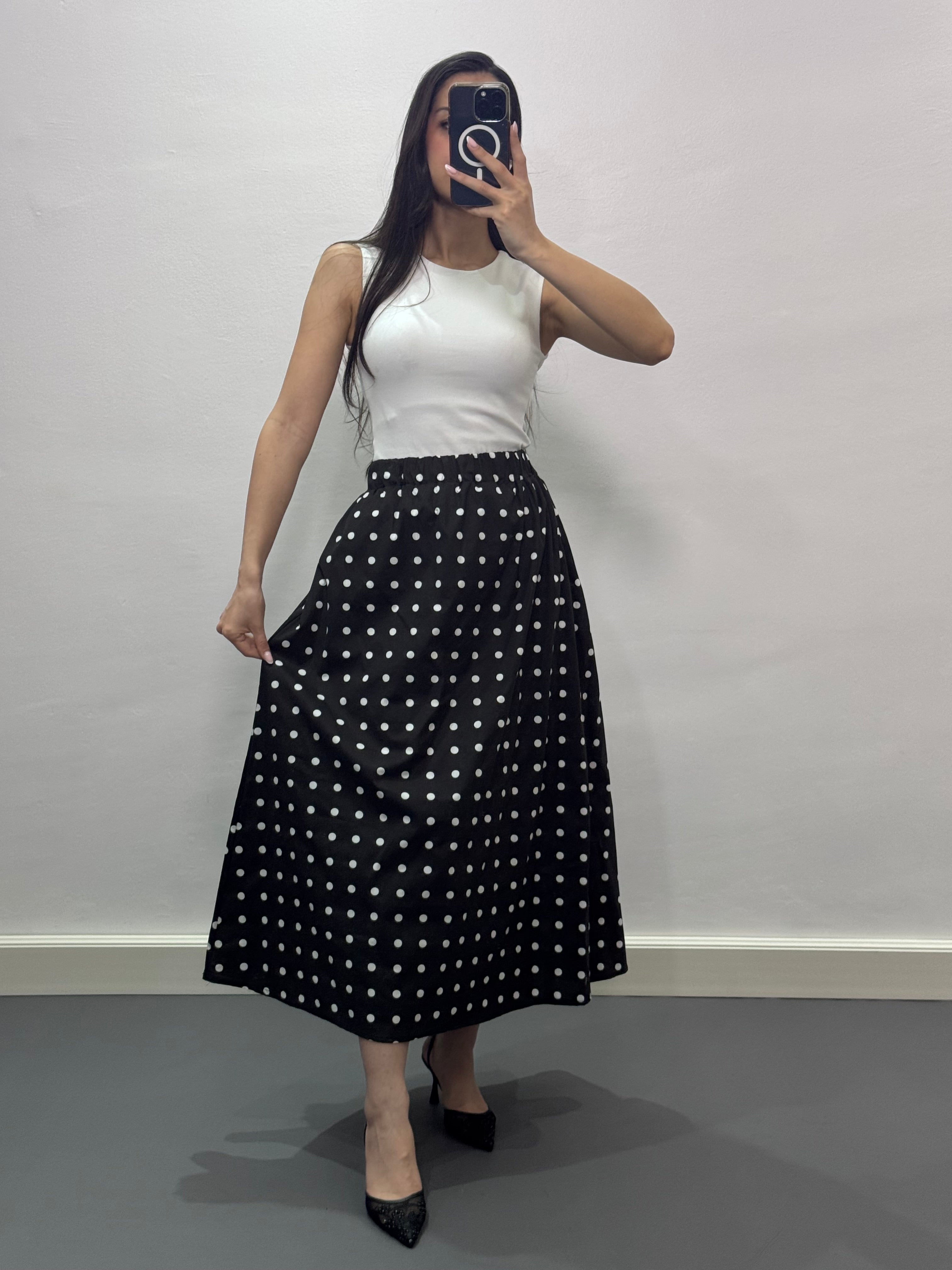 Jupe Polka Dot |Noir