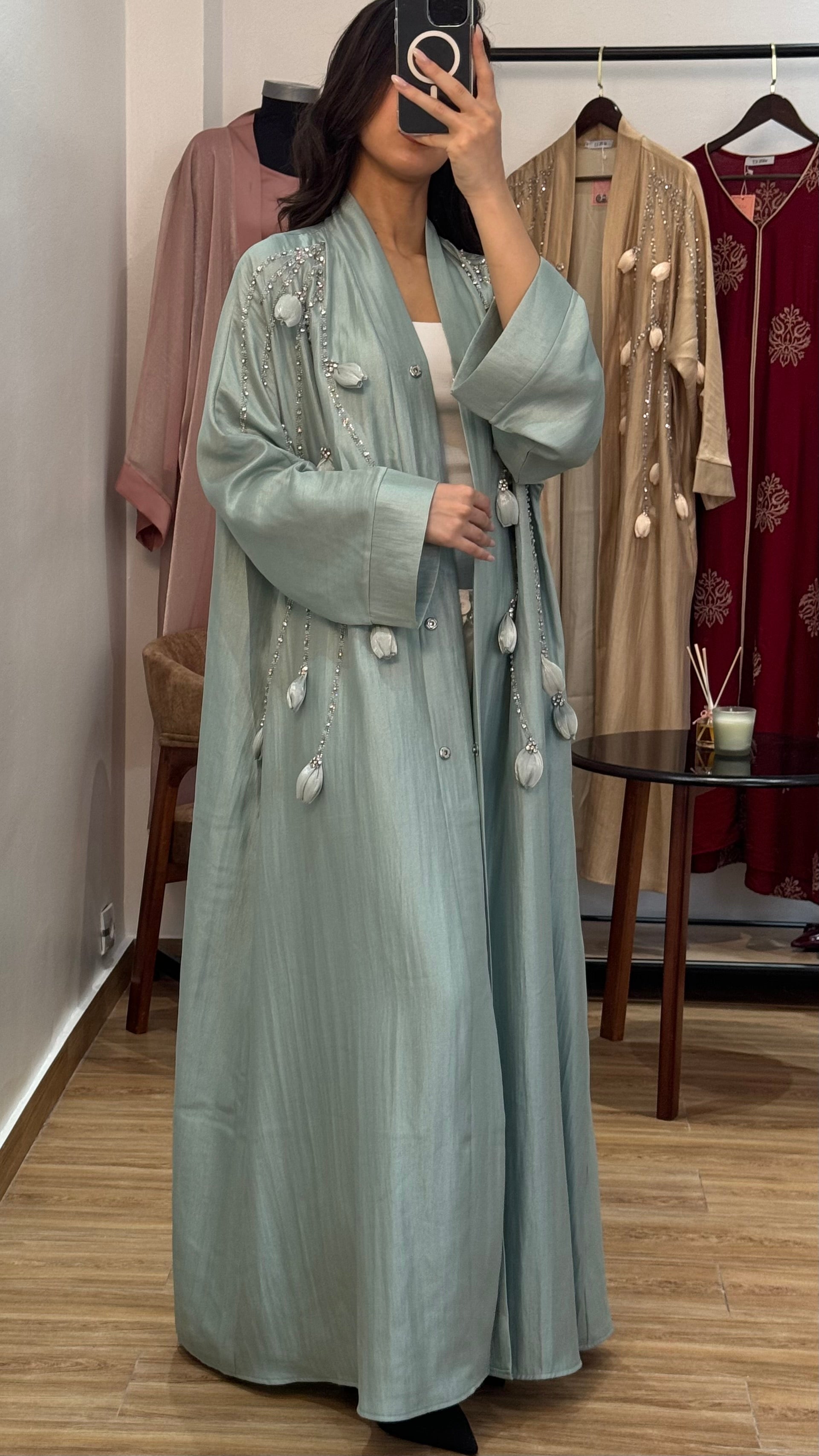 Abaya Tulipe |Bleu Vert