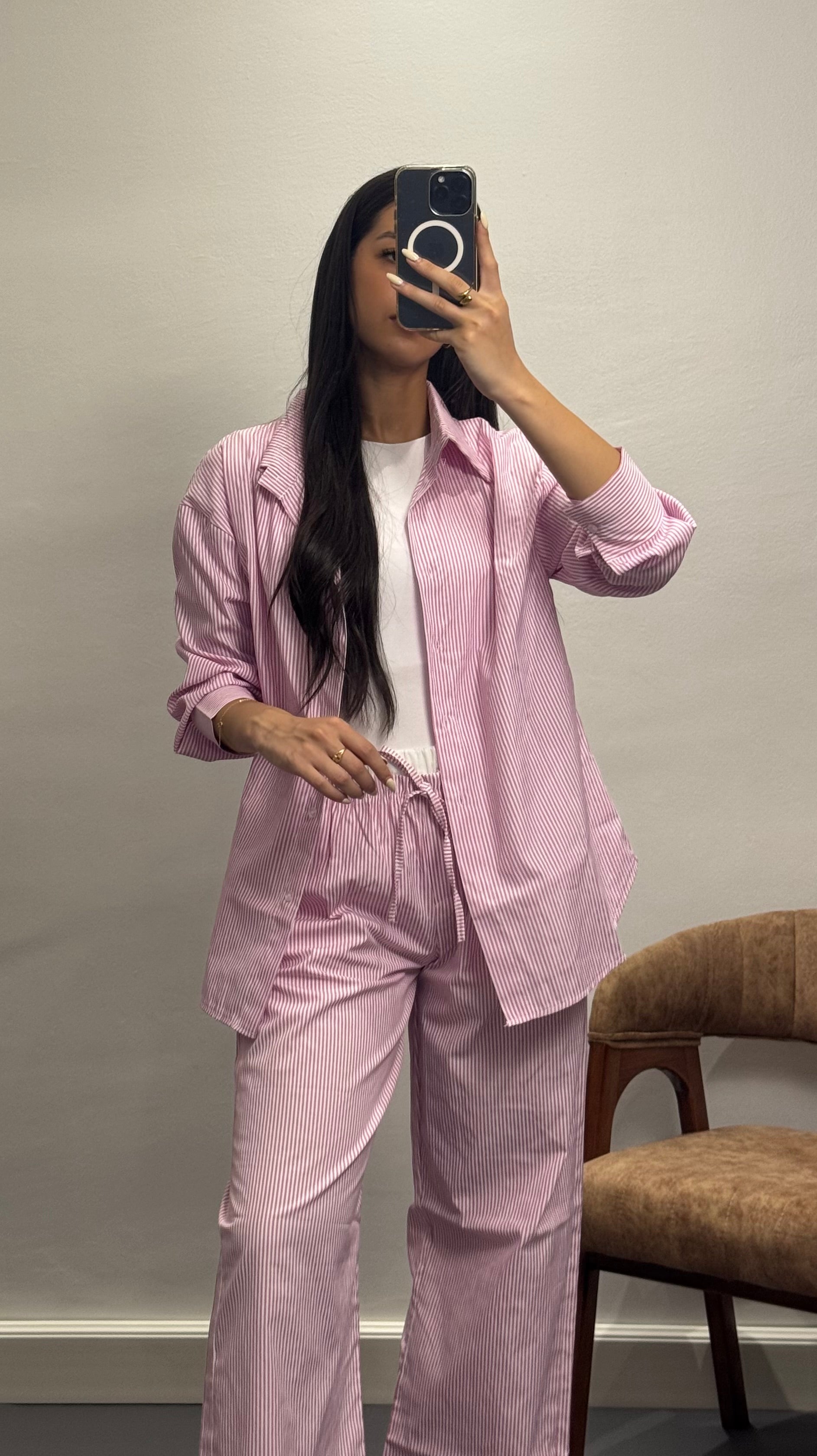 Ensemble à rayures |Rose
