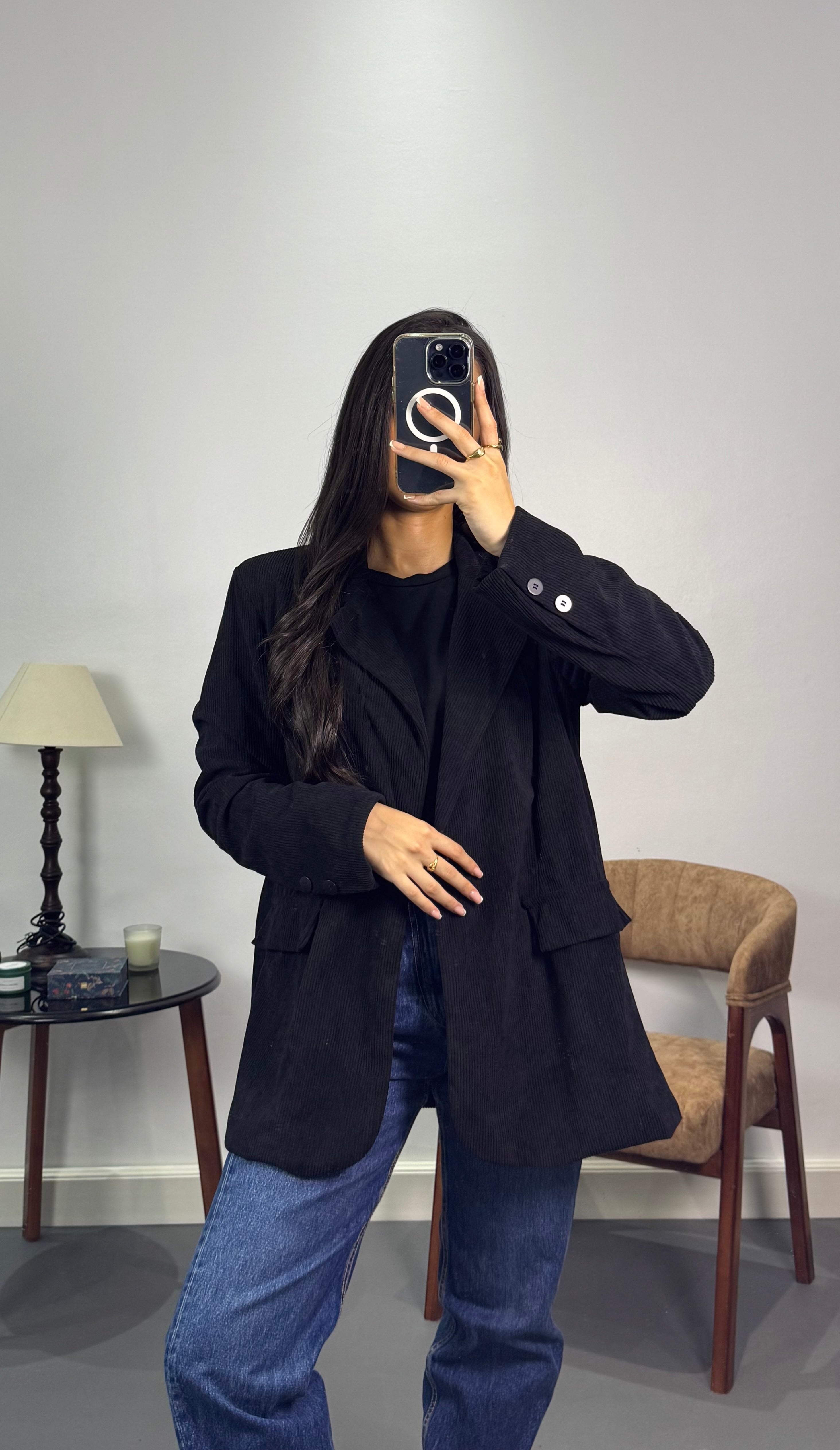 Blazer oversize velours |Noir