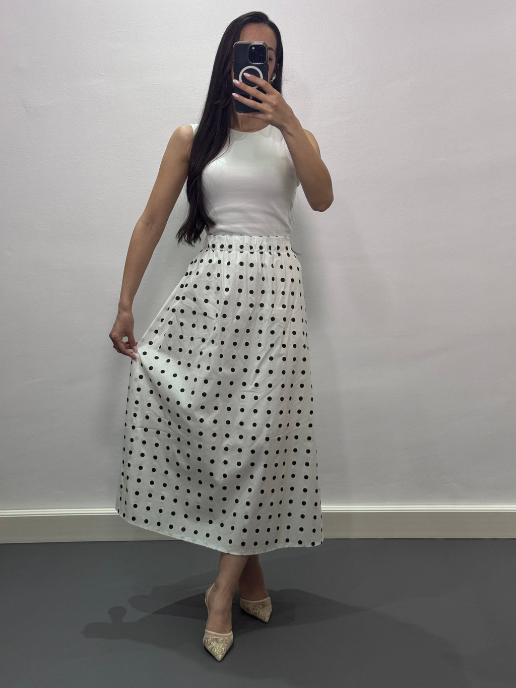 Jupe Polka Dot |Blanc