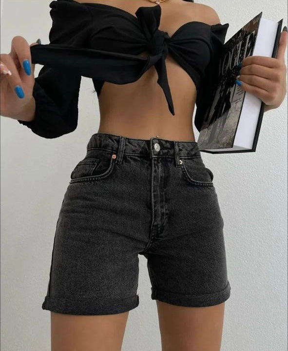 Short en Jean |Noir