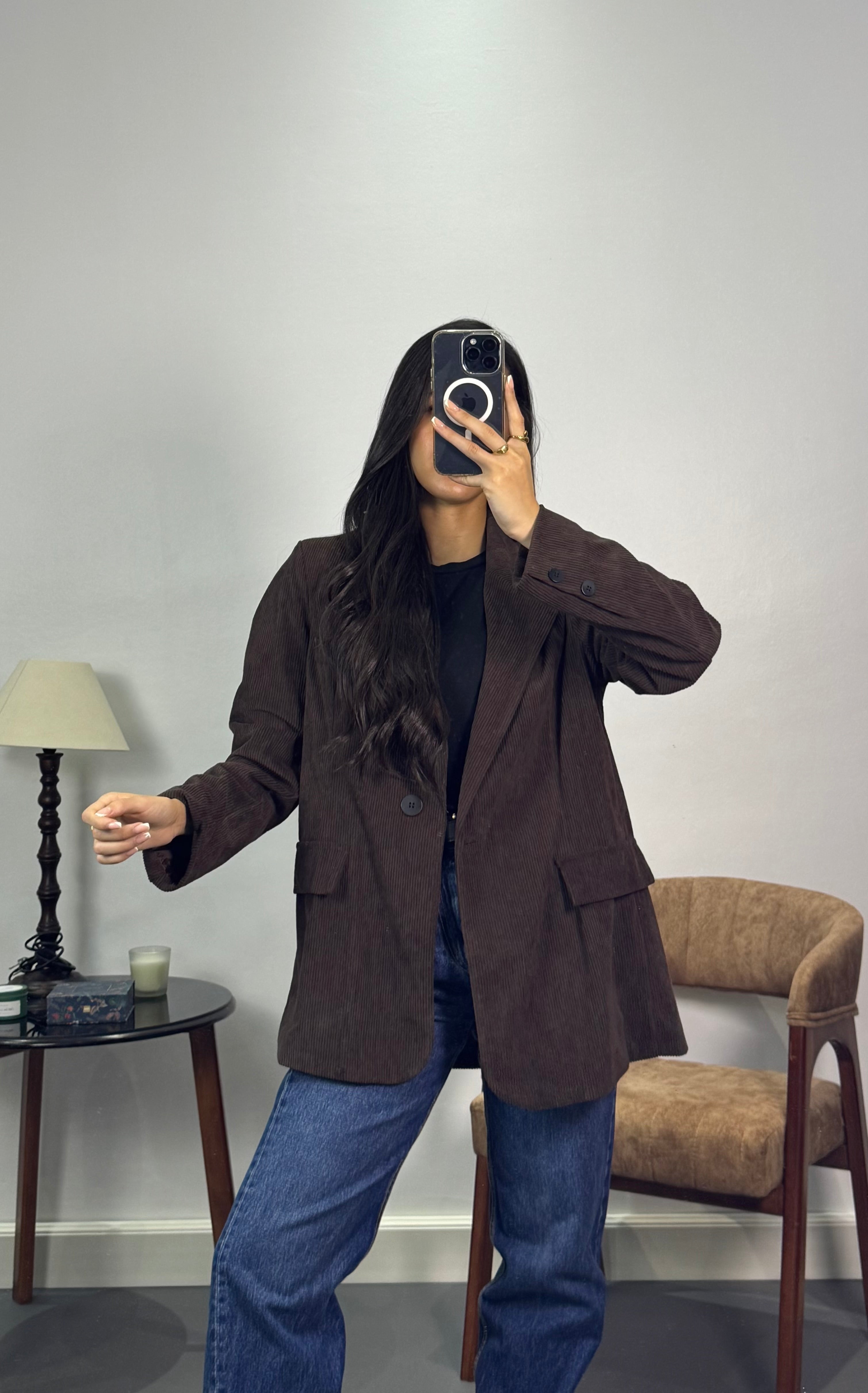 Blazer velours |Marron