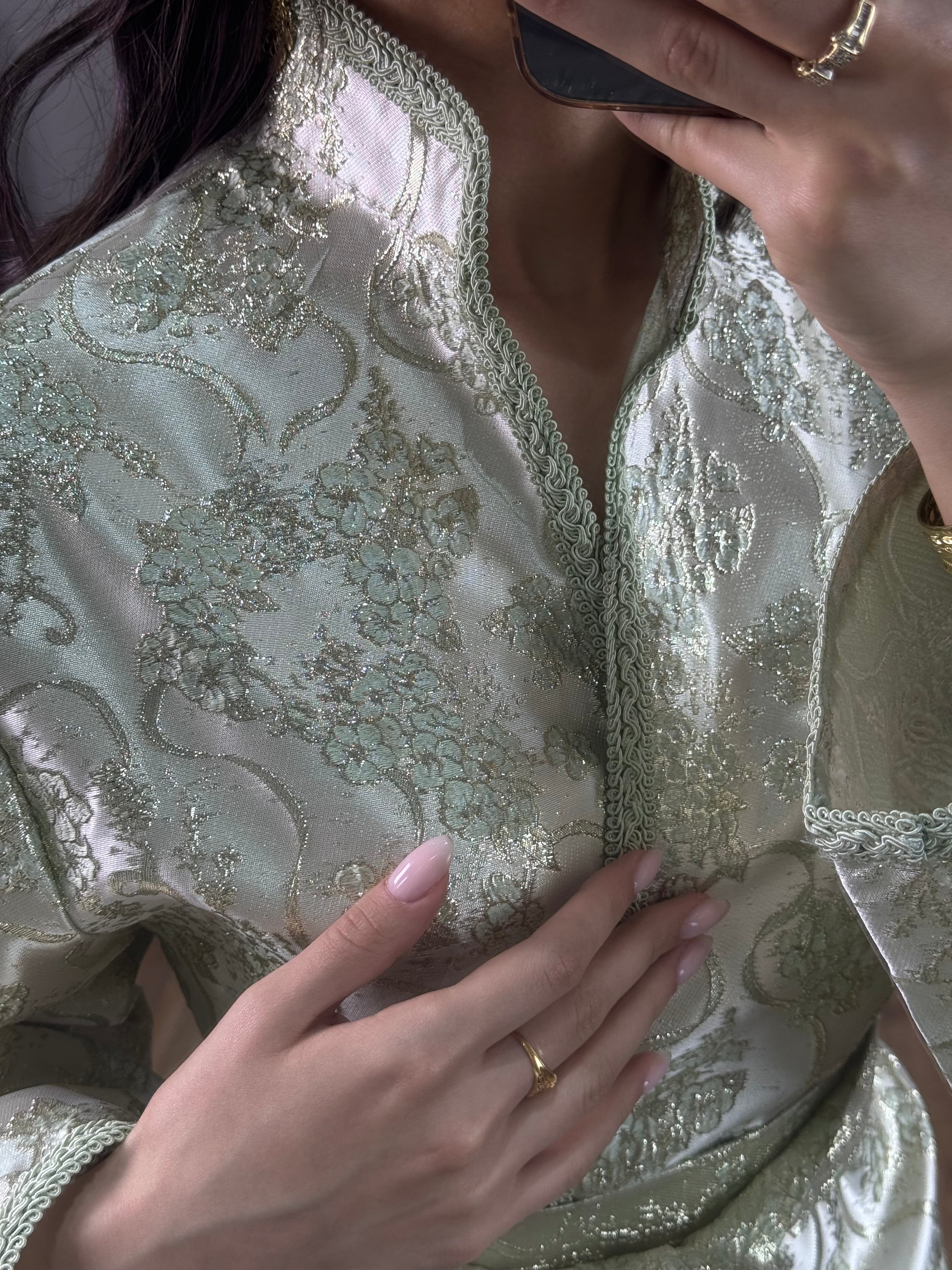 Ensemble robe Brocart  |Vert