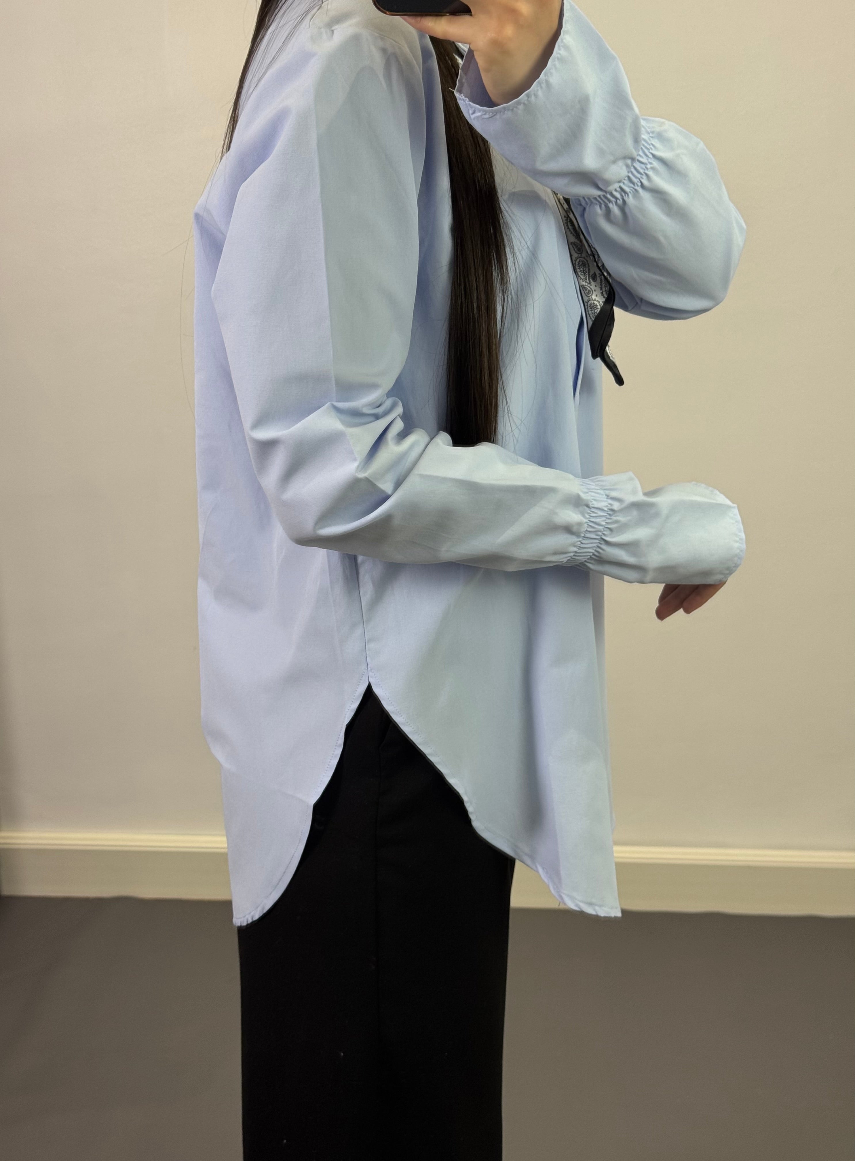 Chemise avec foulard |Bleu