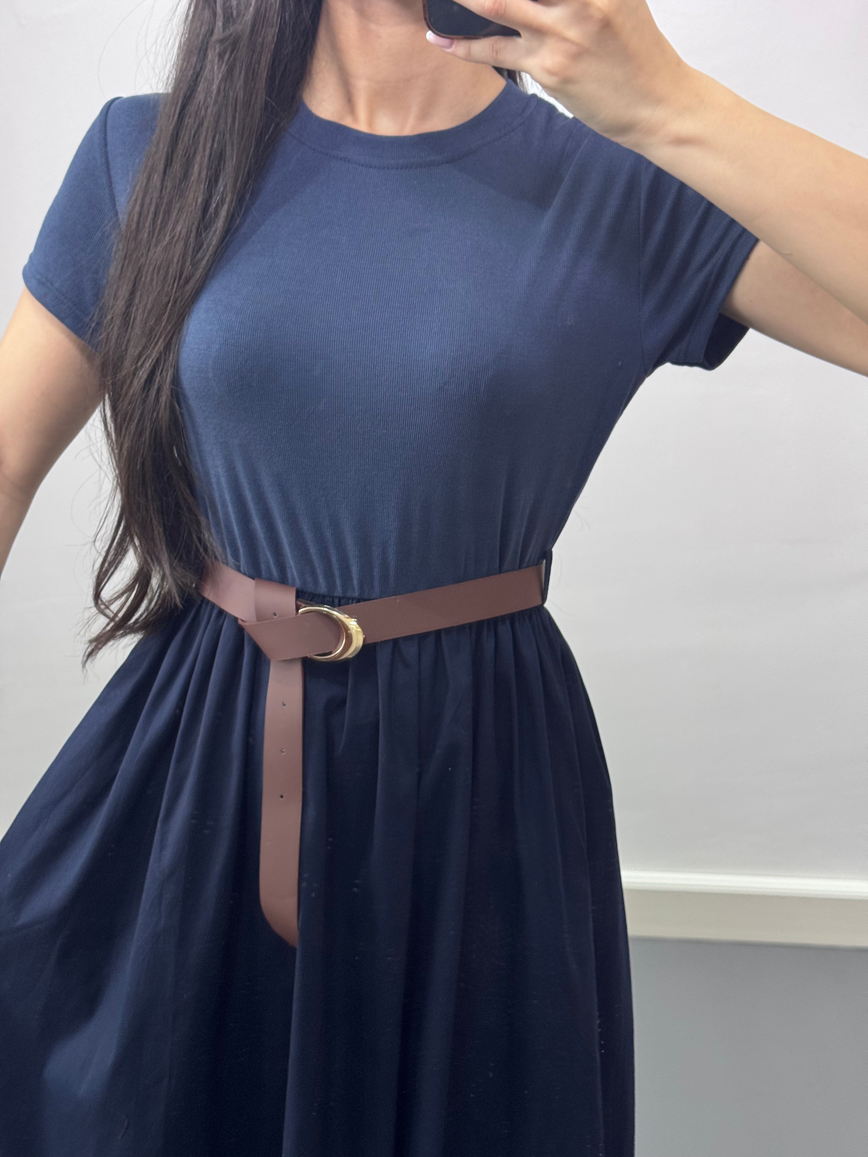 Robe avec ceinture |Bleu