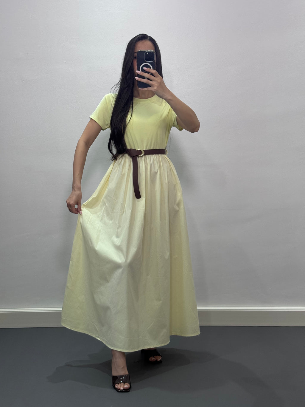 Robe avec ceinture |Jaune