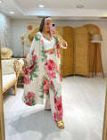 Ensemble à fleurs roses |Blanc