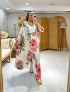 Ensemble à fleurs roses |Blanc
