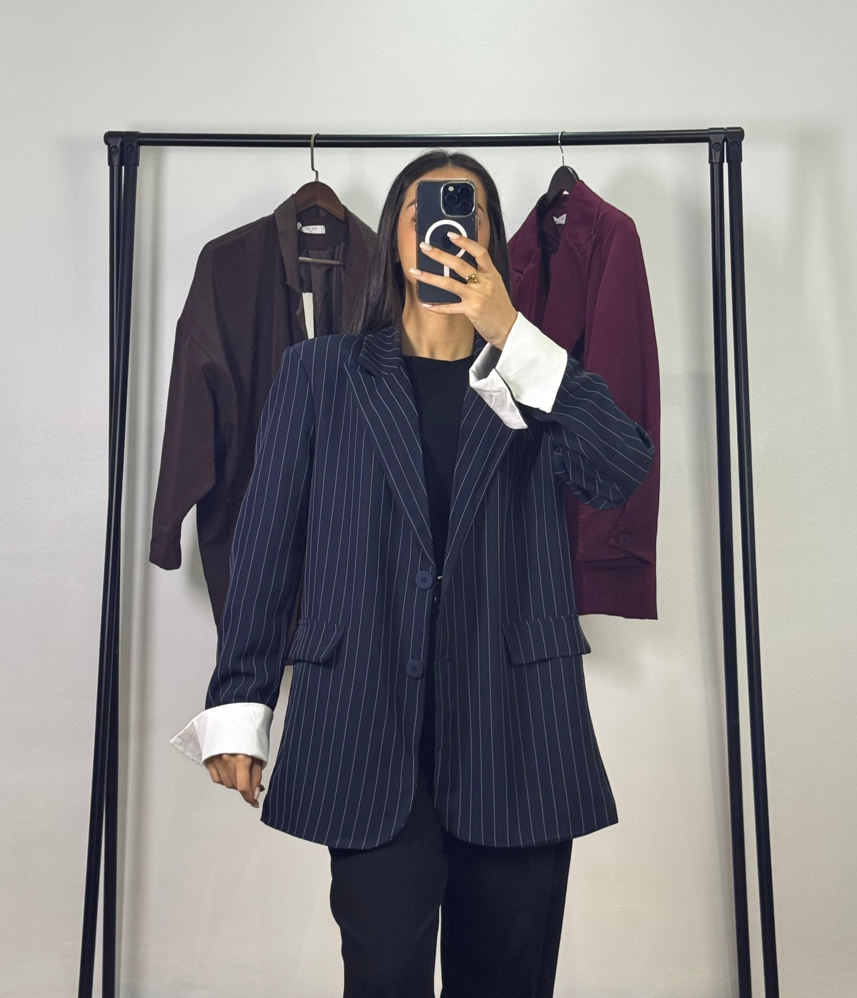 Blazer à rayures |Bleu marine