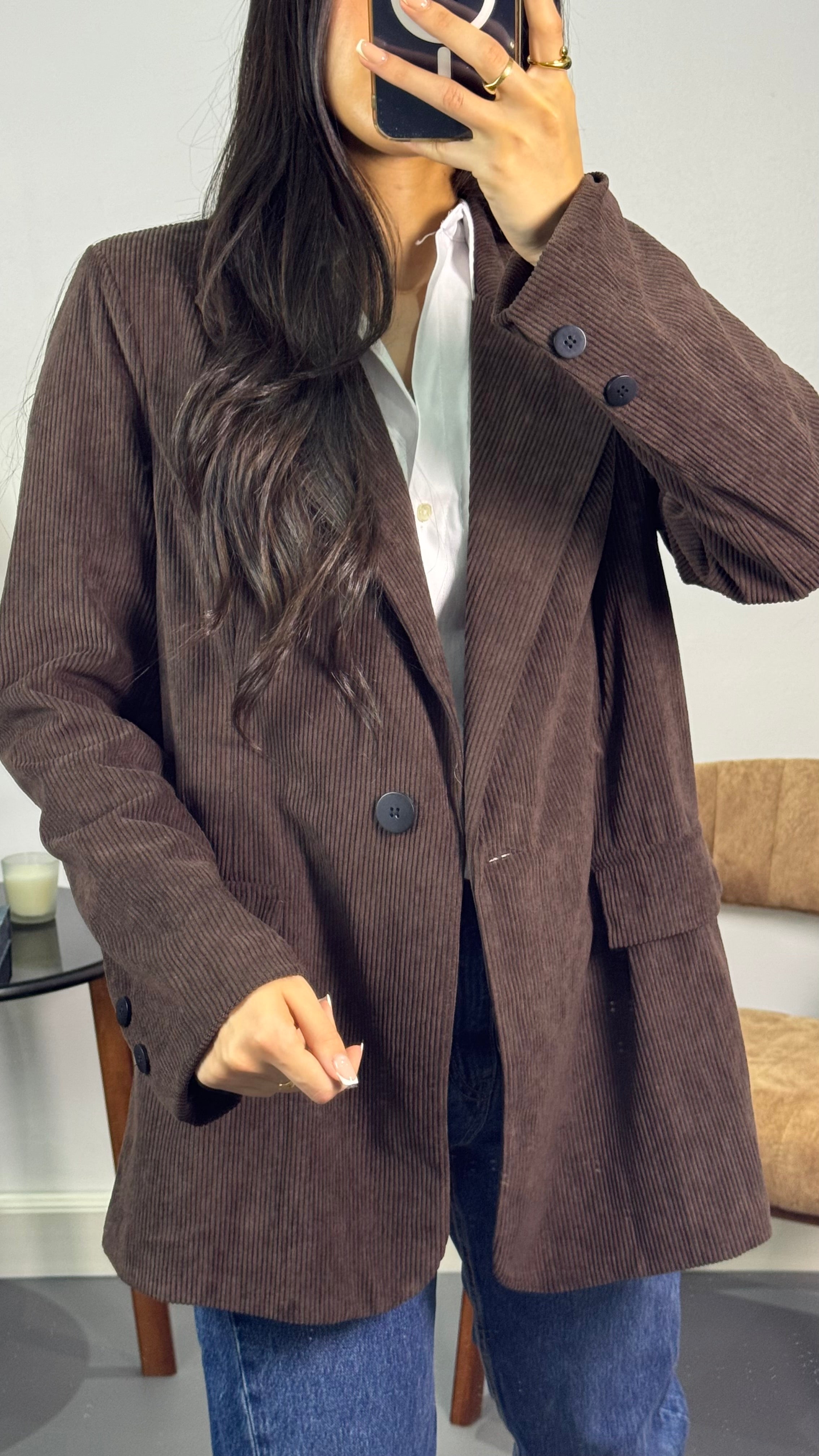 Blazer velours |Marron