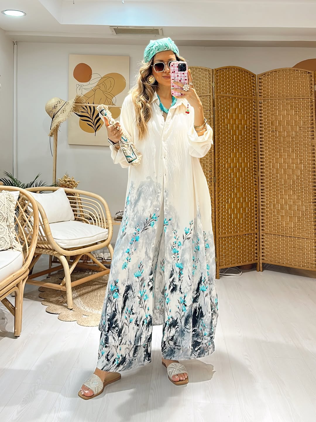 Ensemble à fleurs |Blanc