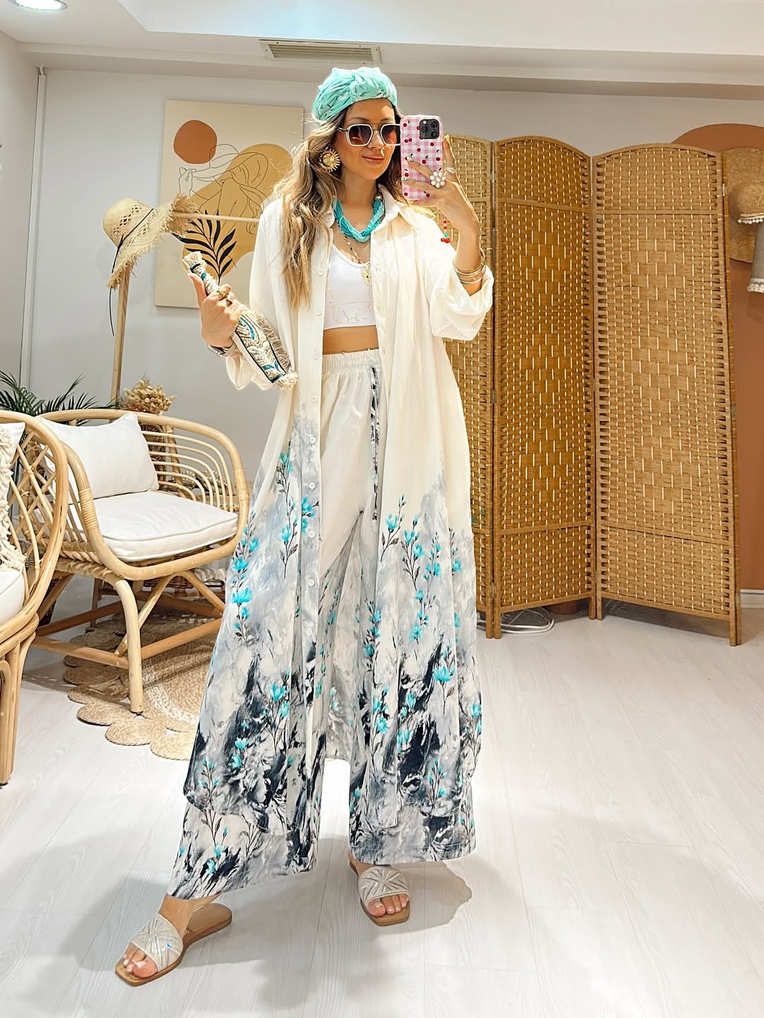 Ensemble à fleurs |Blanc