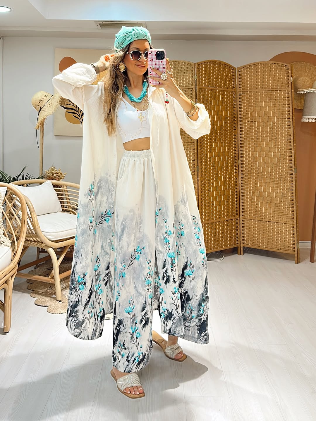 Ensemble à fleurs |Blanc