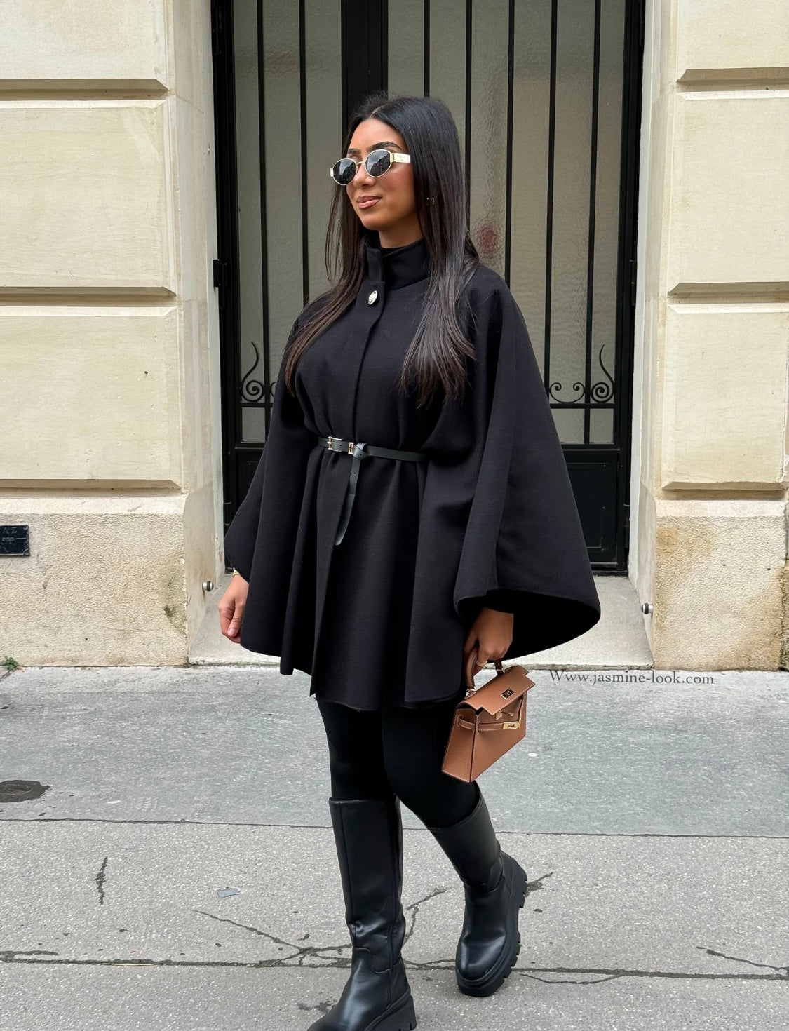 Cape avec ceinture |Noir