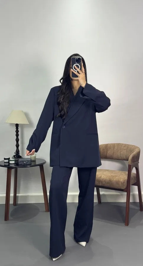 Costume croisé oversize |Bleu marine