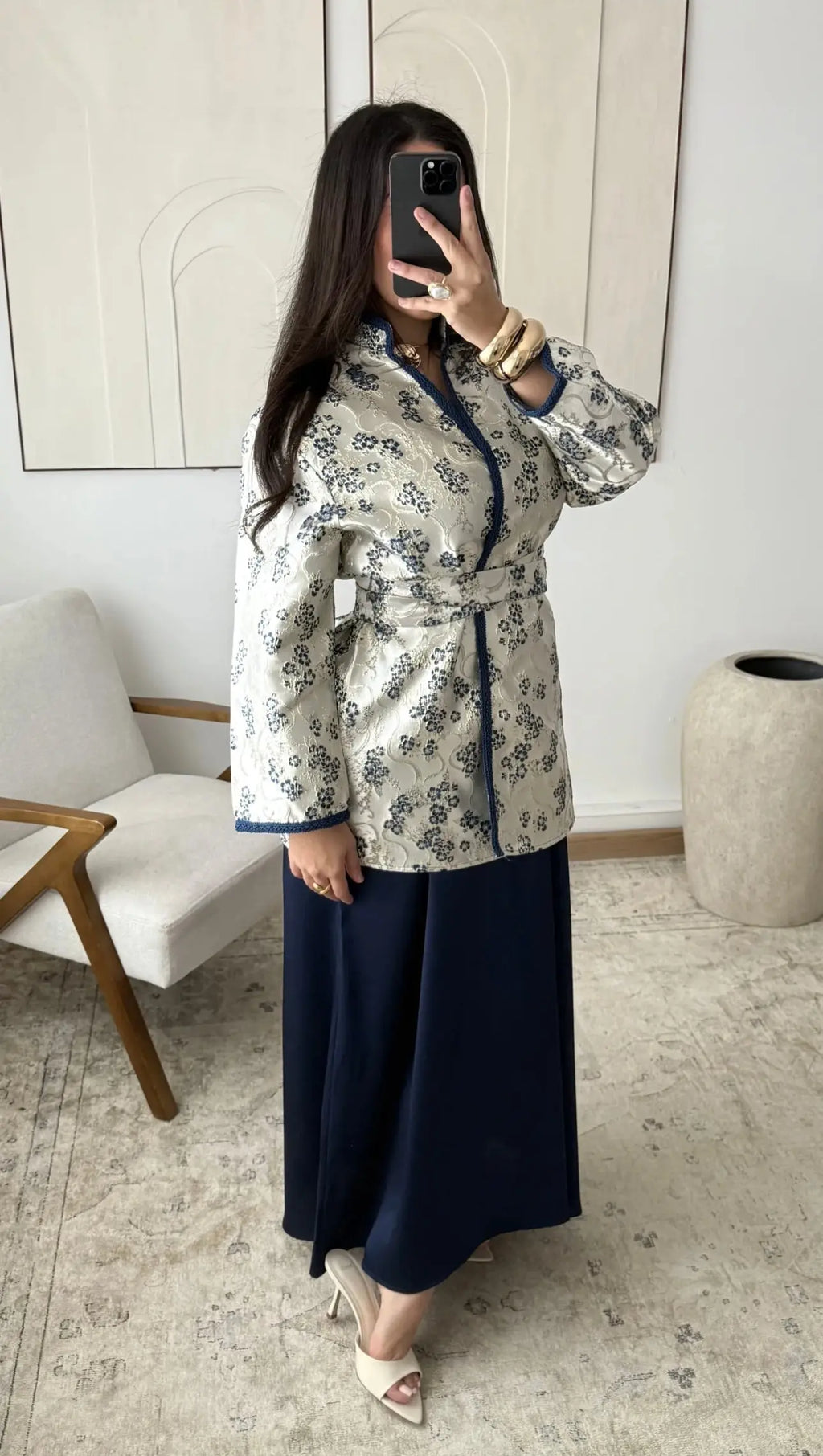 Ensemble “Éclat Doré” I Veste en brocart I Bleu  ✨