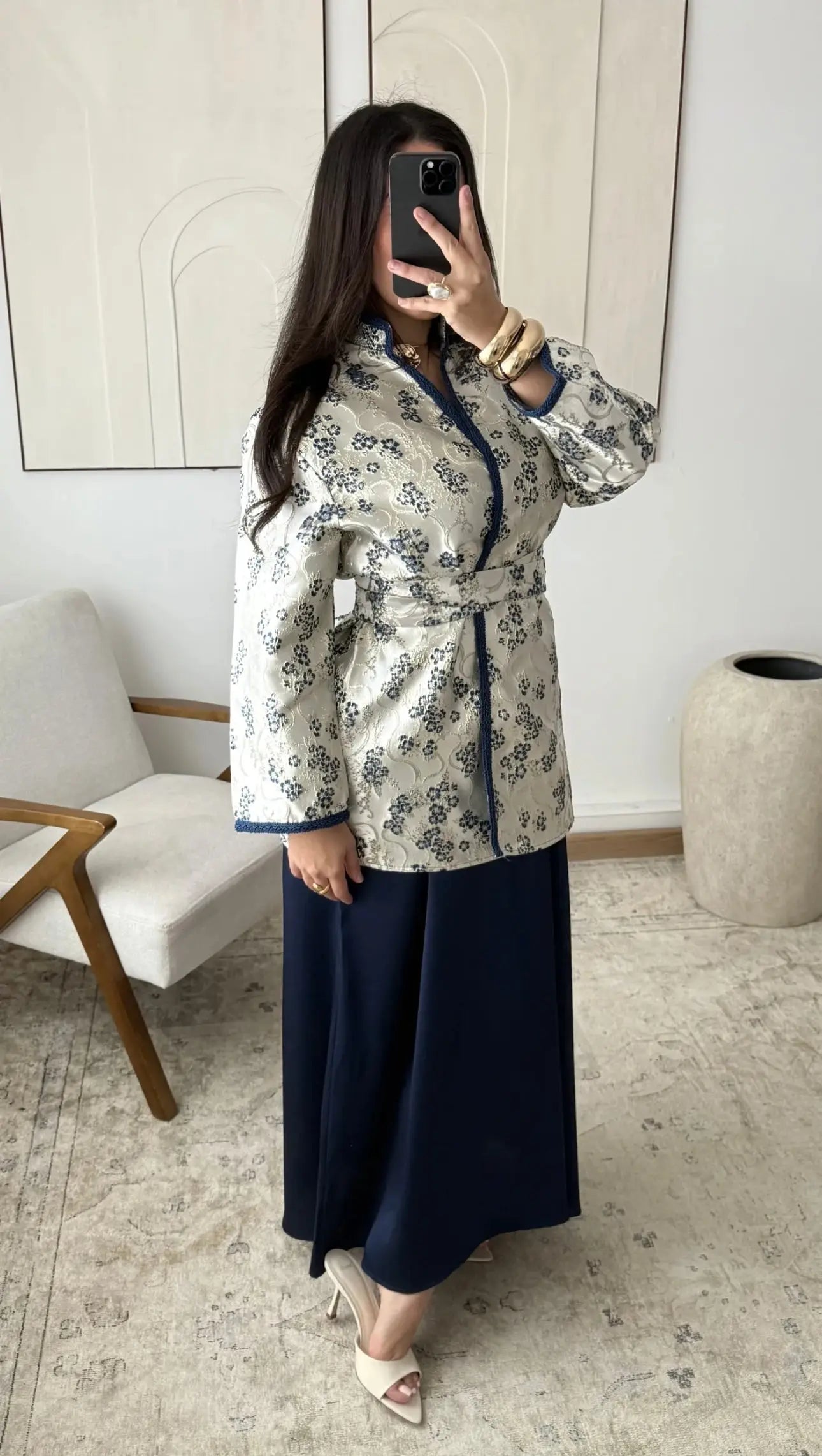 Ensemble “Éclat Doré” I Veste en brocart I Bleu  ✨