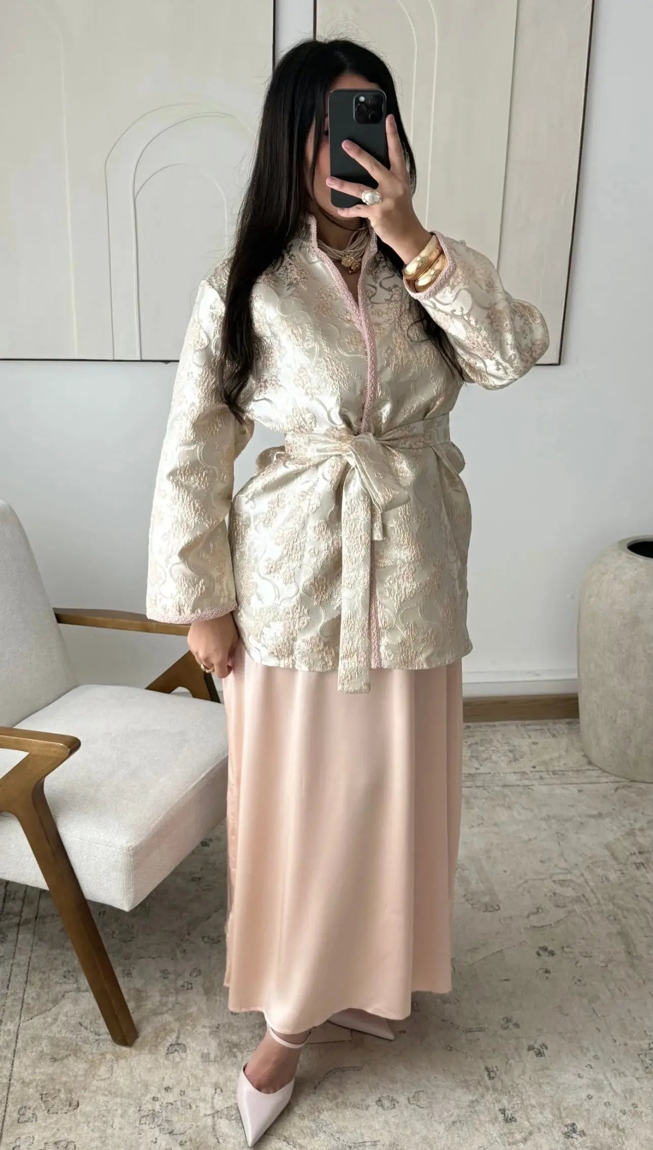 Ensemble “Éclat Doré” I Veste en brocart I Pink  ✨
