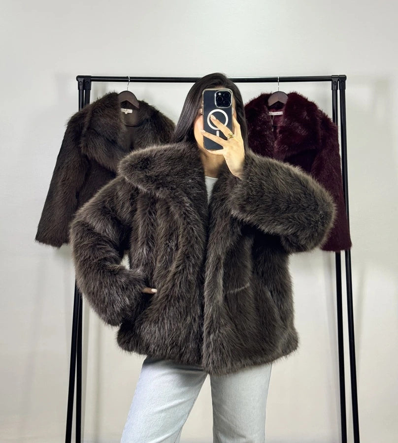 Veste en Fourrure |Marron café