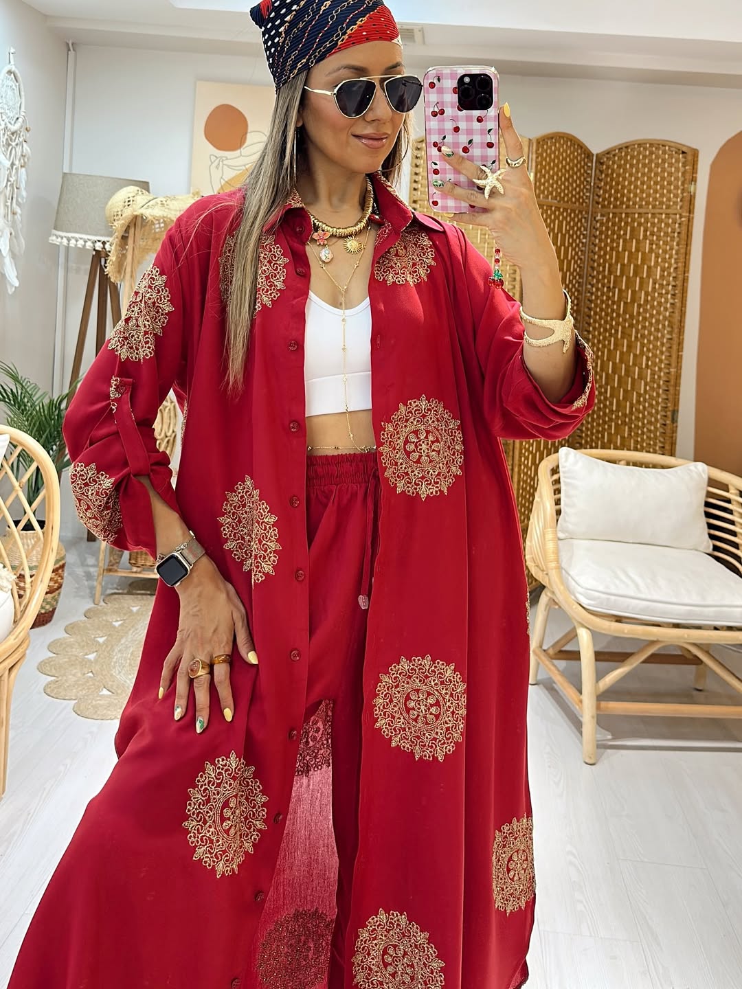 Ensemble Talya Broderie dorée |Rouge