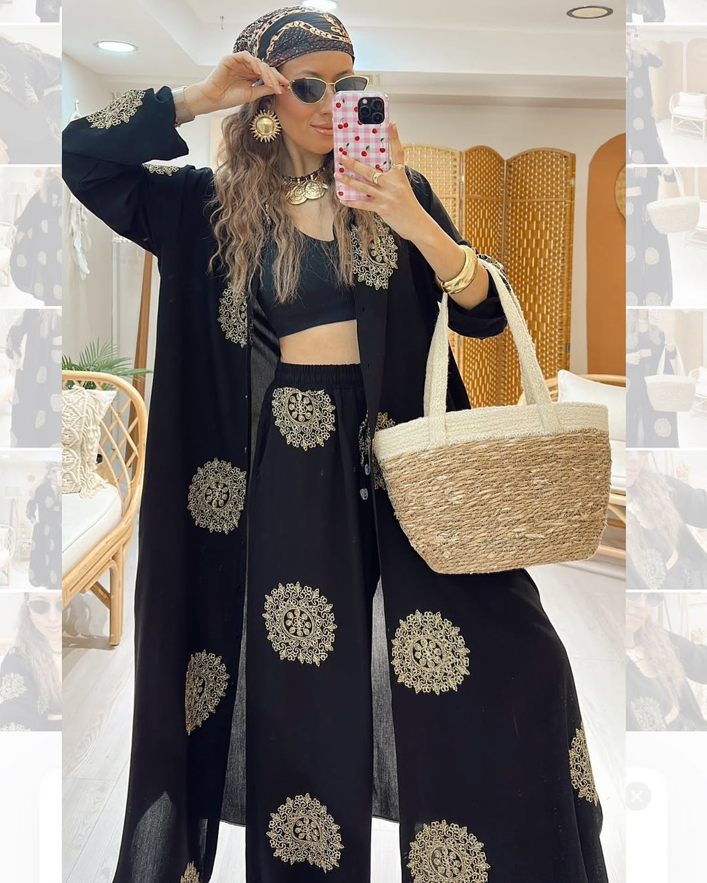 Ensemble Talya broderie dorée |Noir