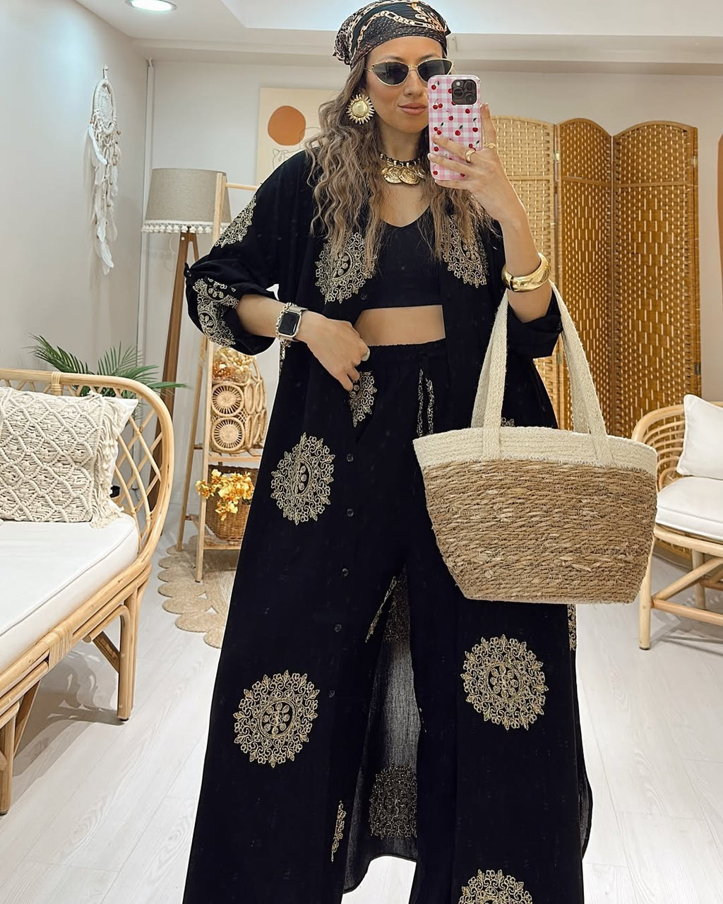 Ensemble Talya broderie dorée |Noir