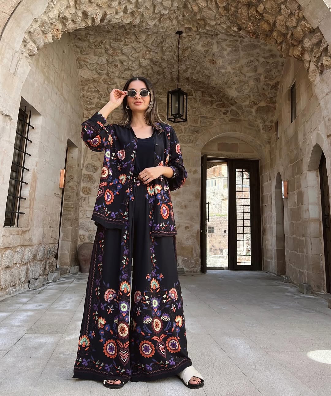 Ensemble à fleurs |Noir