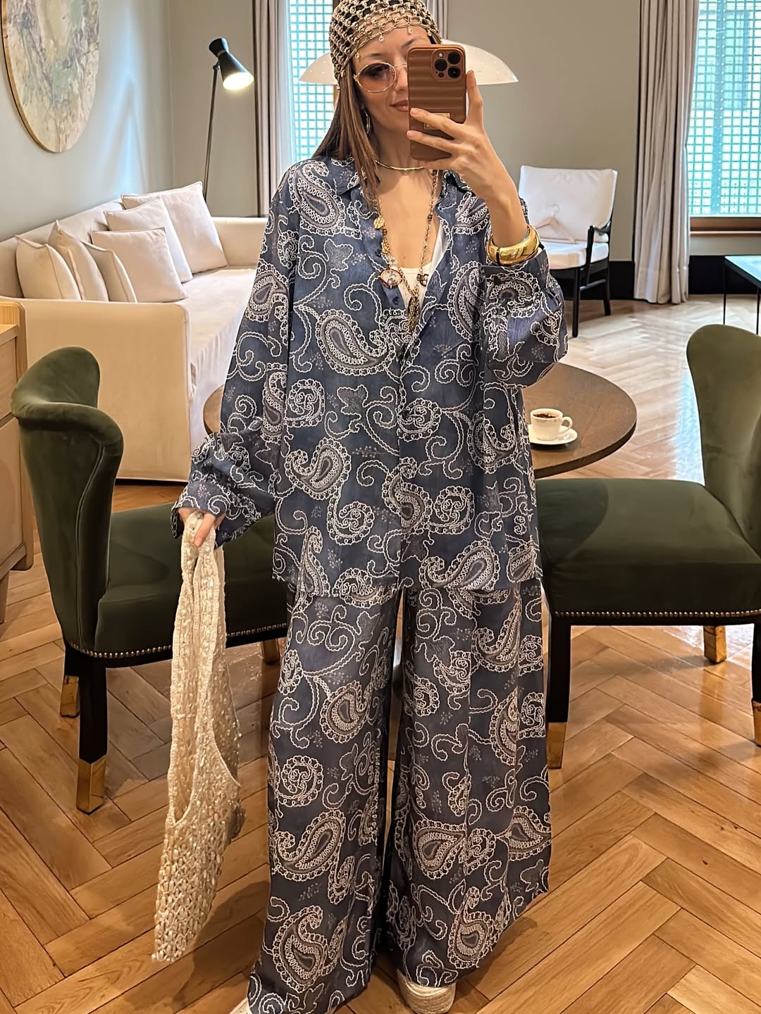 Ensemble à motifs | Bleu