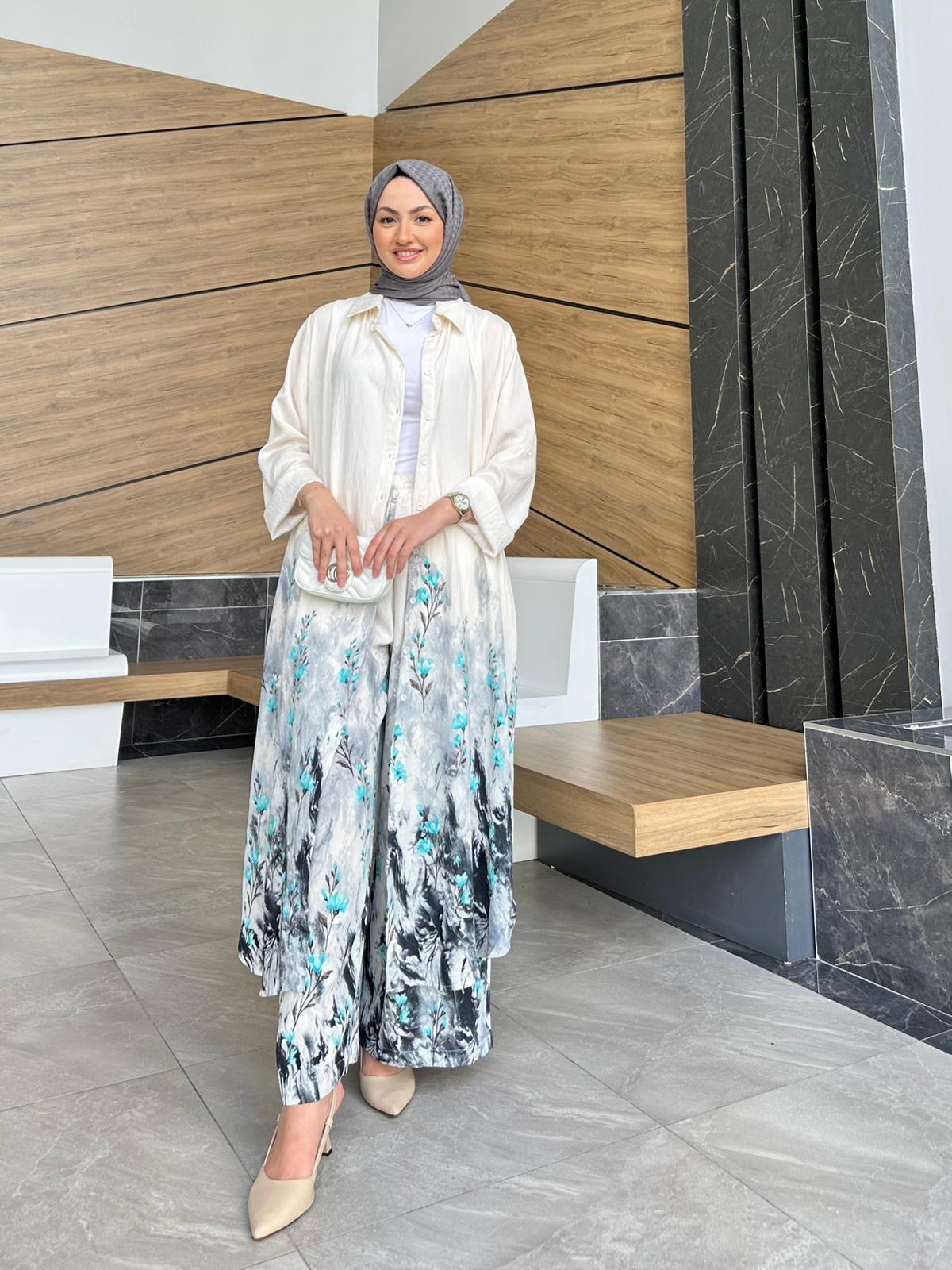 Ensemble à fleurs |Blanc