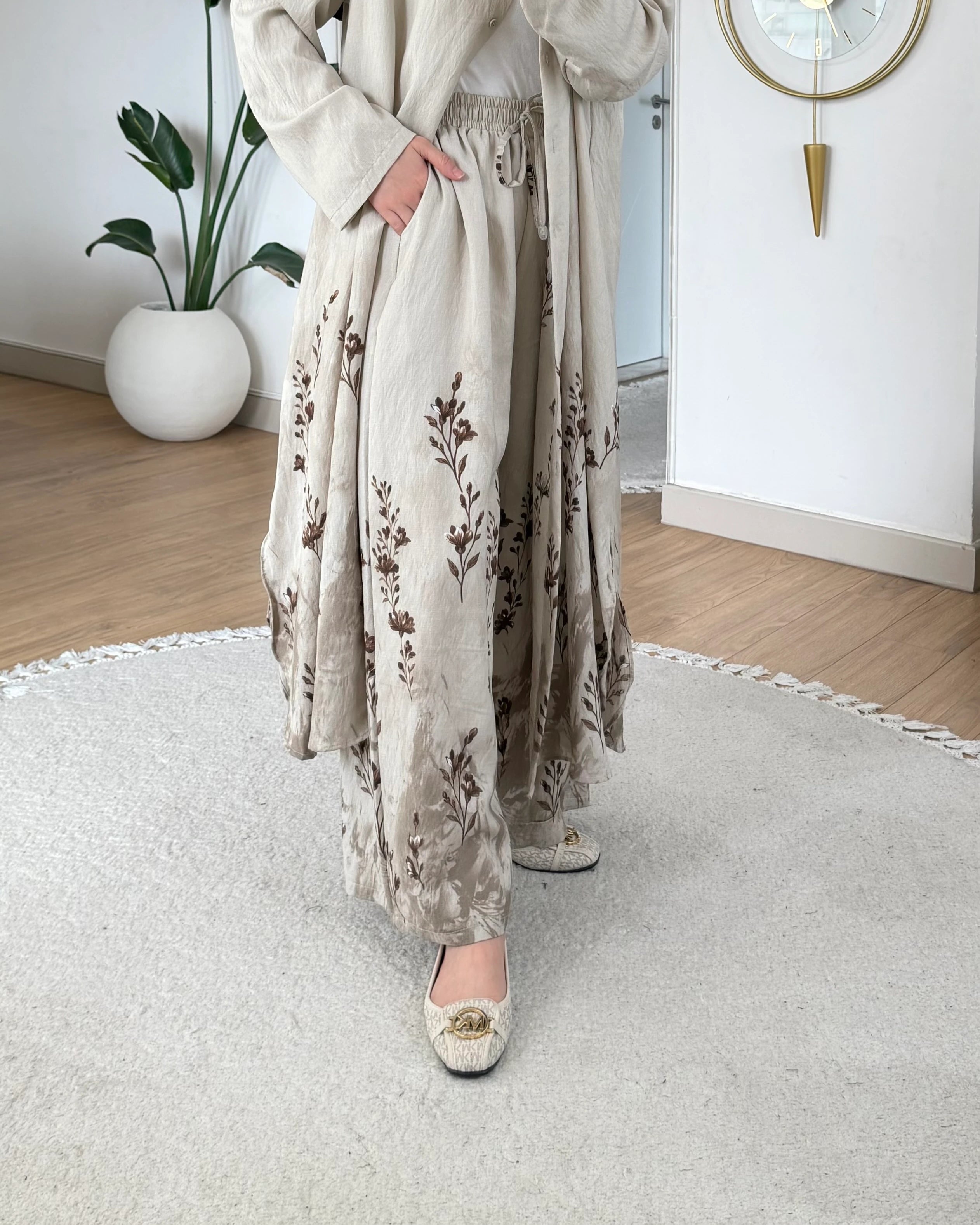 Ensemble à fleurs |Beige