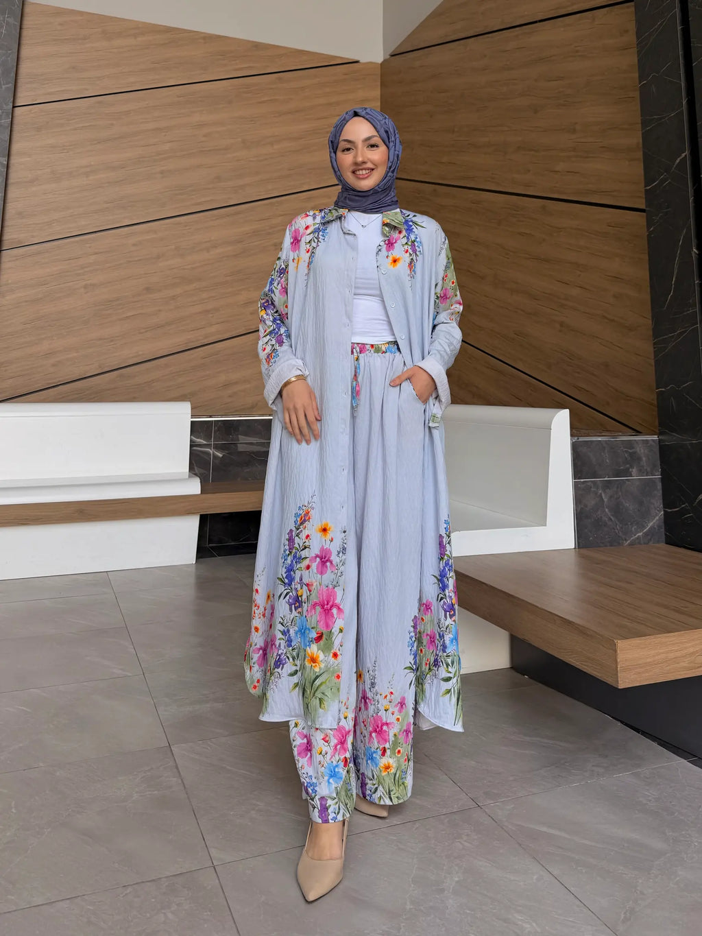 Ensemble à fleurs |Bleu
